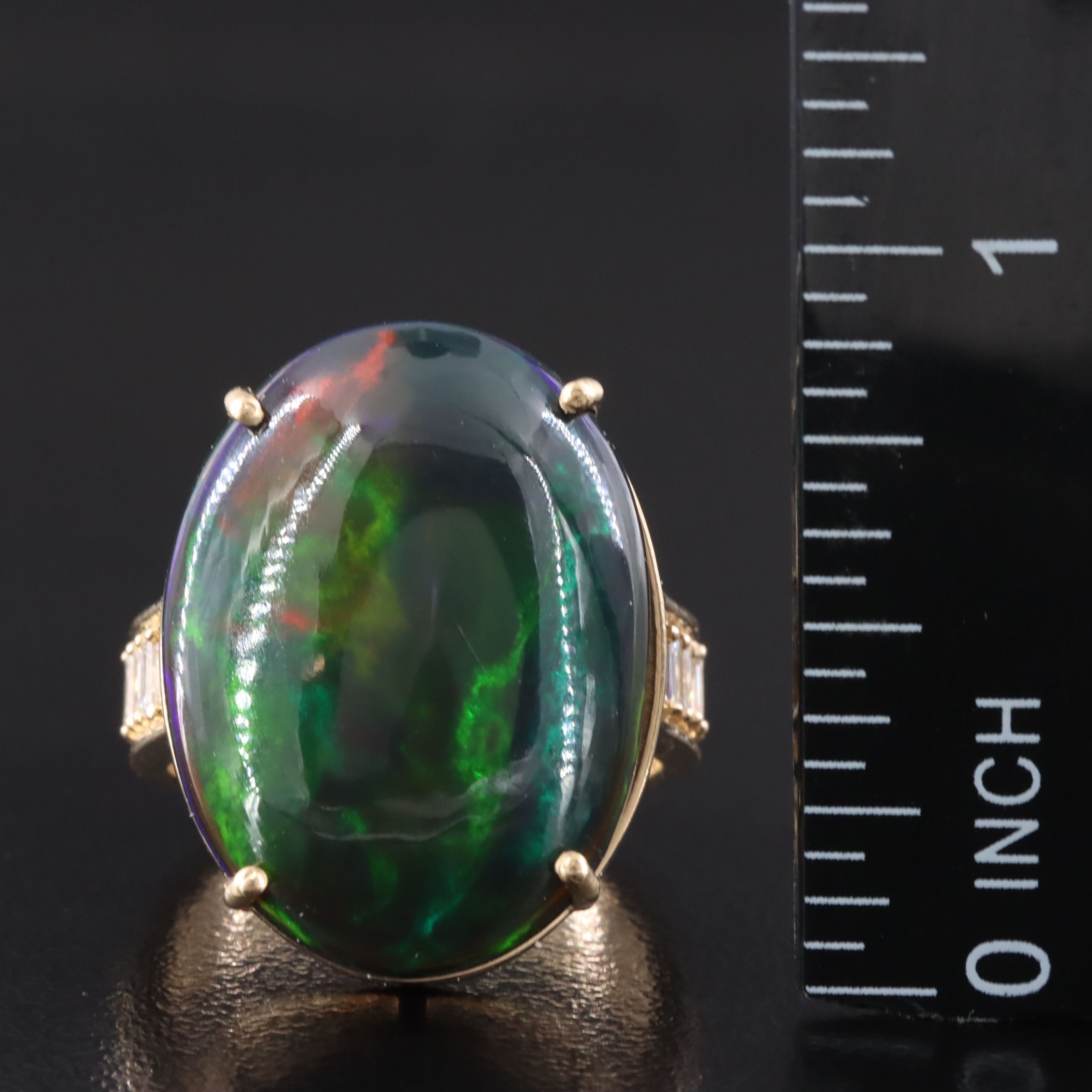 14K 12.87 CT Opal and Diamond Ring