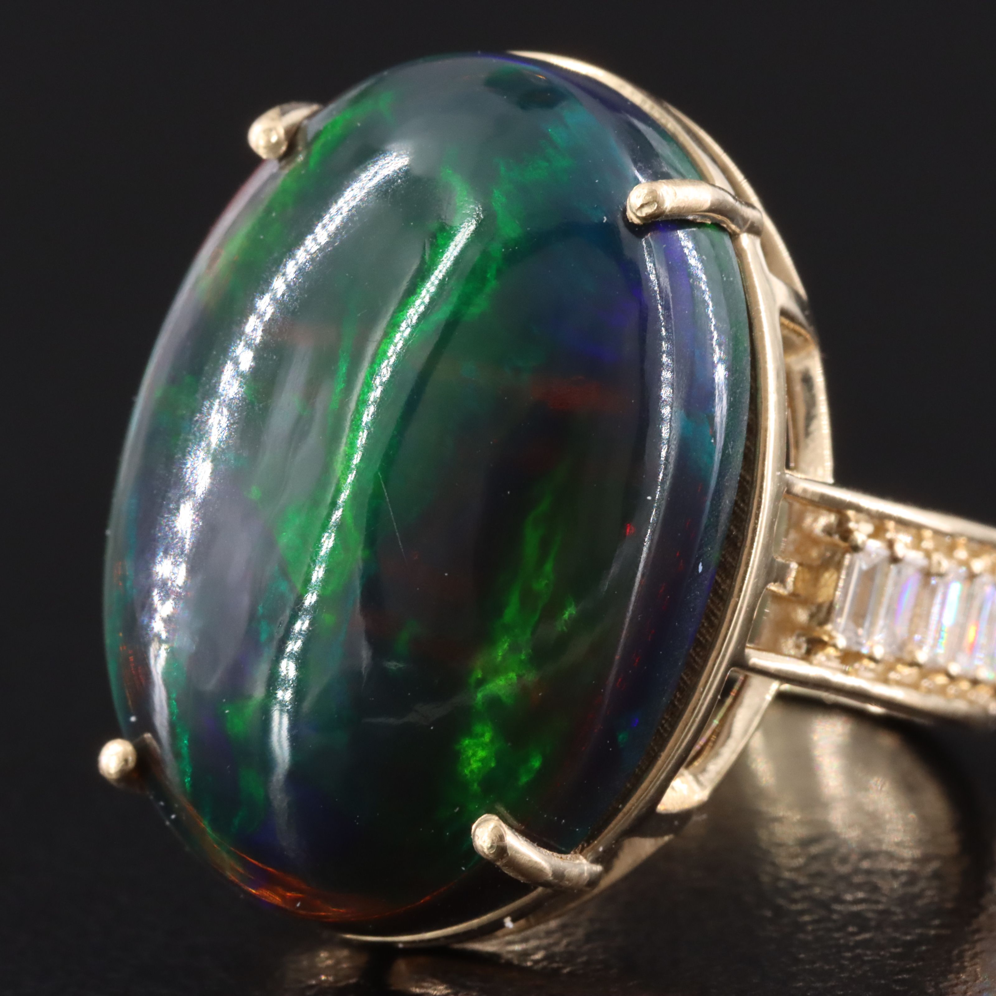 14K 12.87 CT Opal and Diamond Ring