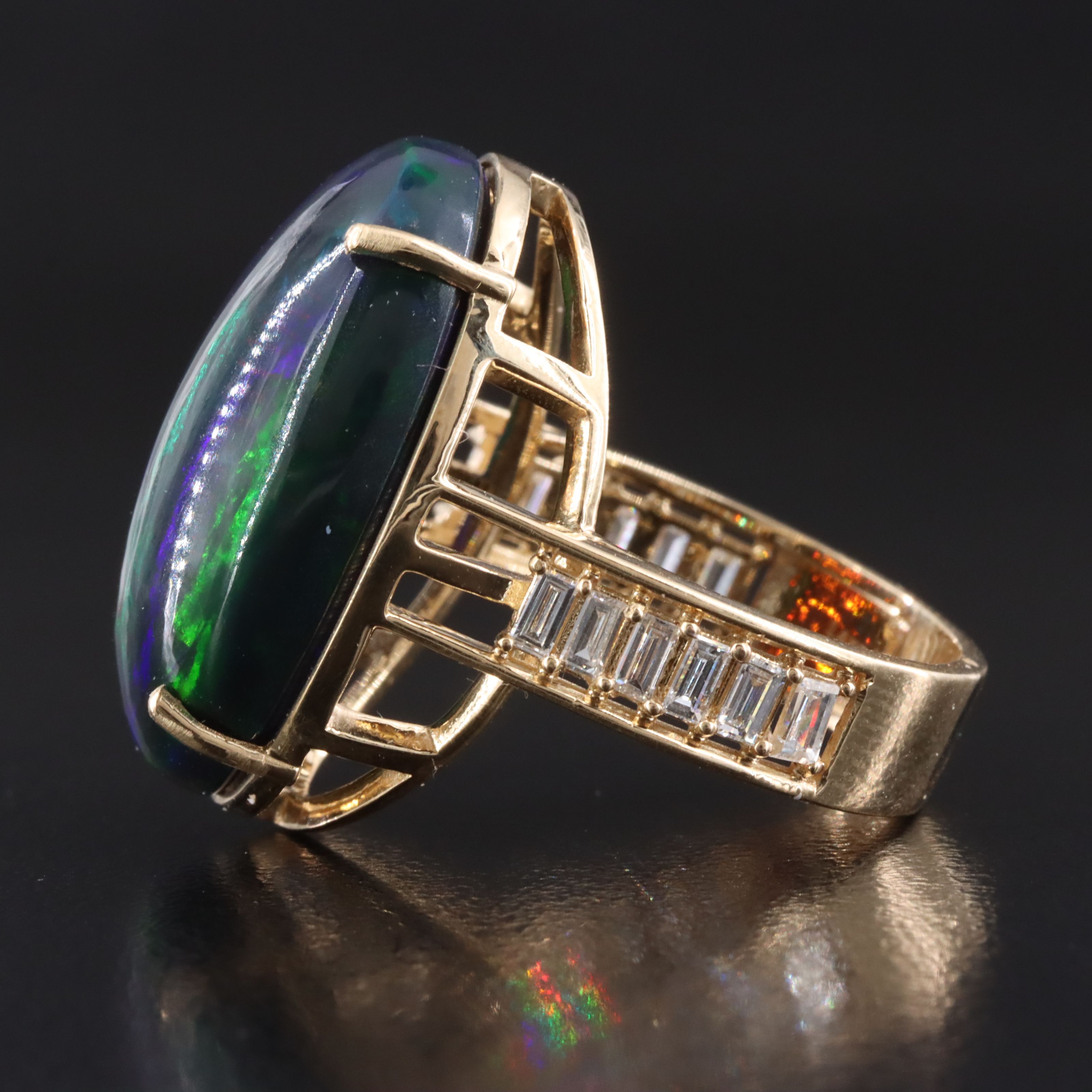 14K 12.87 CT Opal and Diamond Ring
