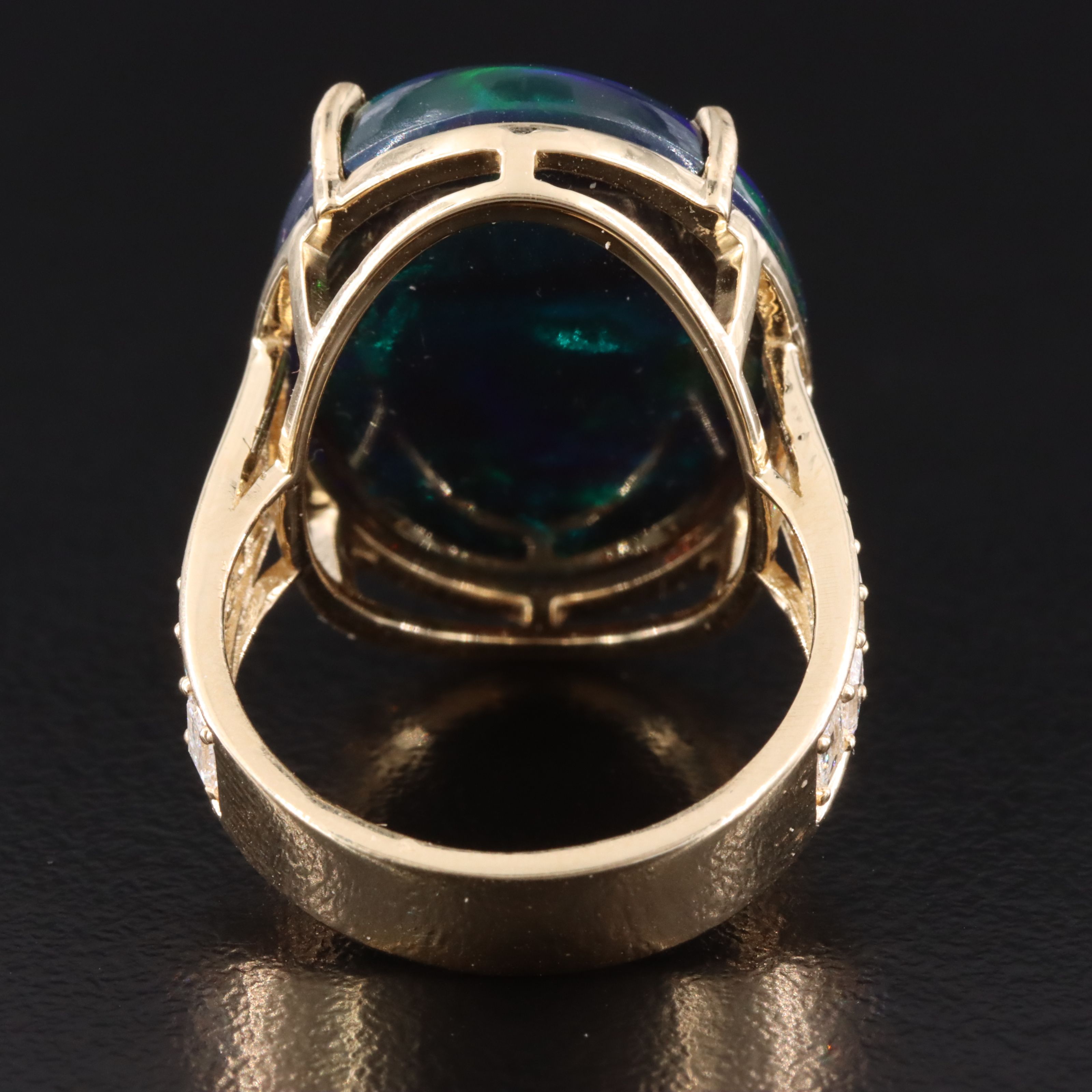 14K 12.87 CT Opal and Diamond Ring
