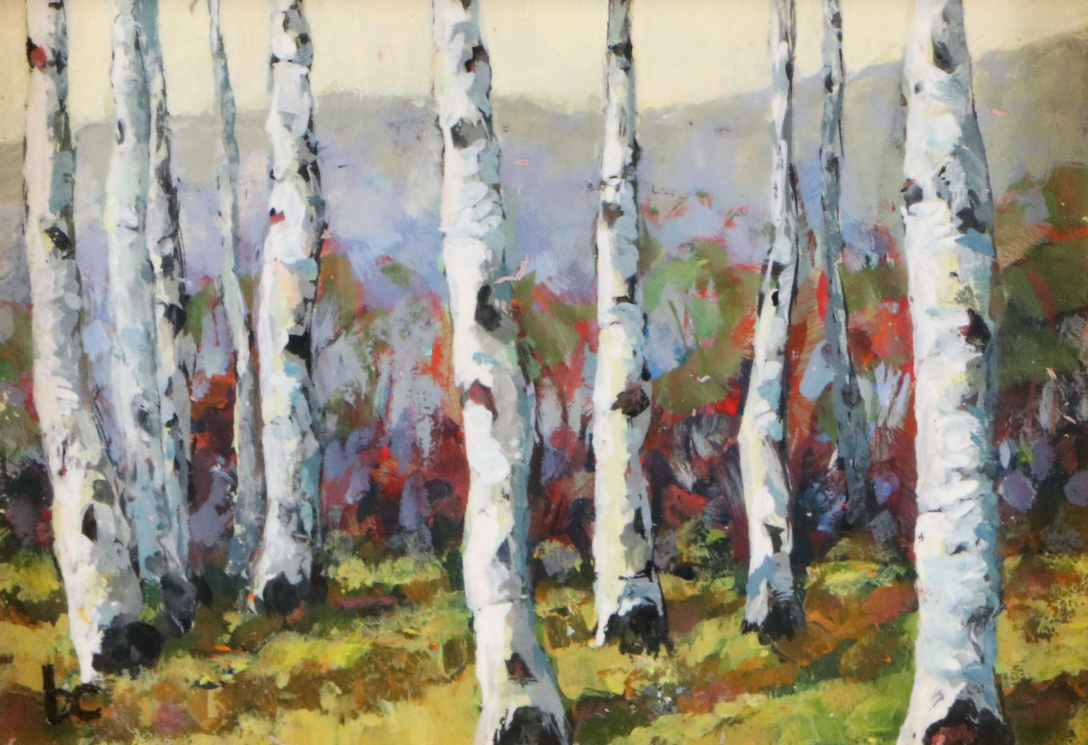 Miniature Oil Painting of Birches | EBTH