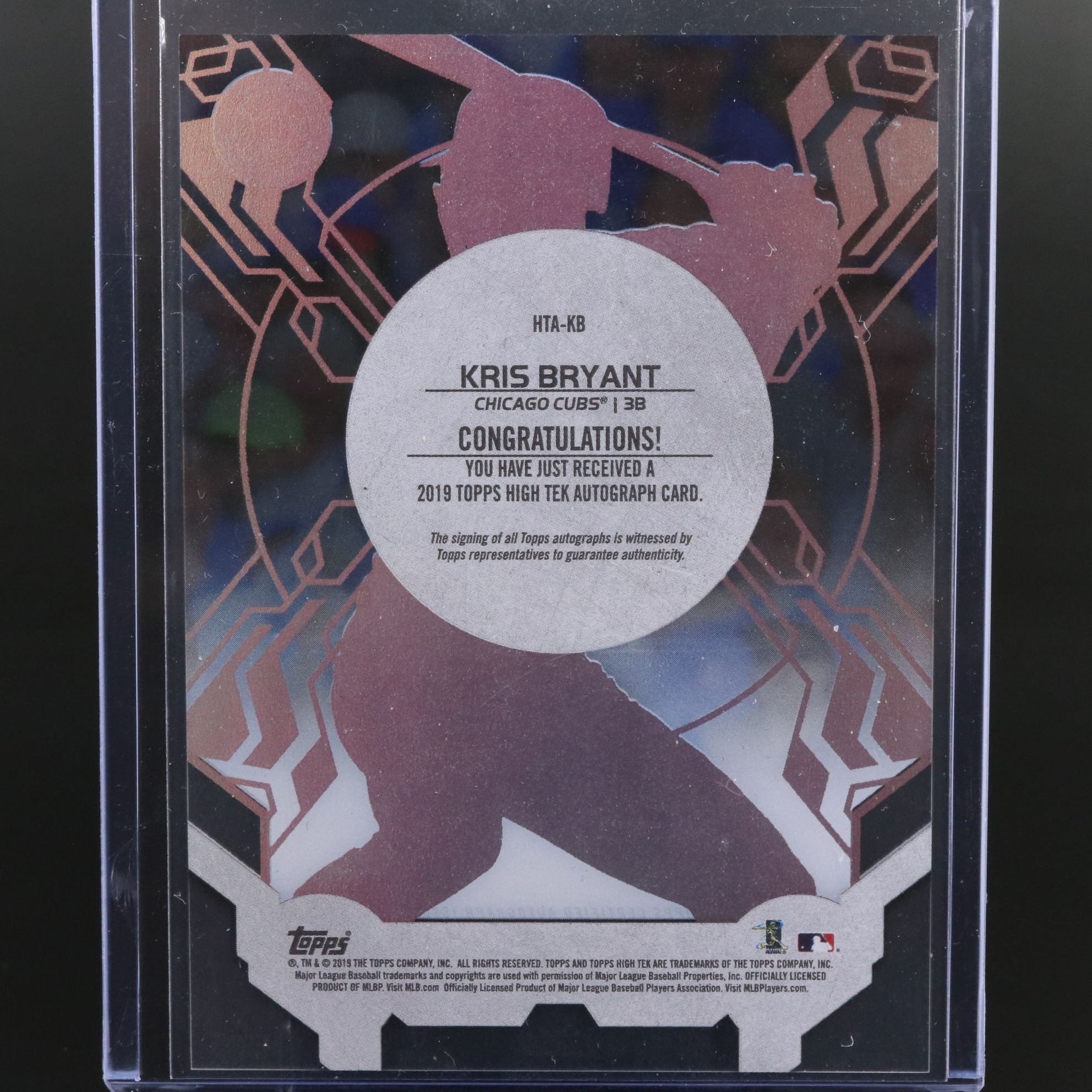 2019 Topps High Tek Kris Bryant Signed Chicago Cubs Baseball Card