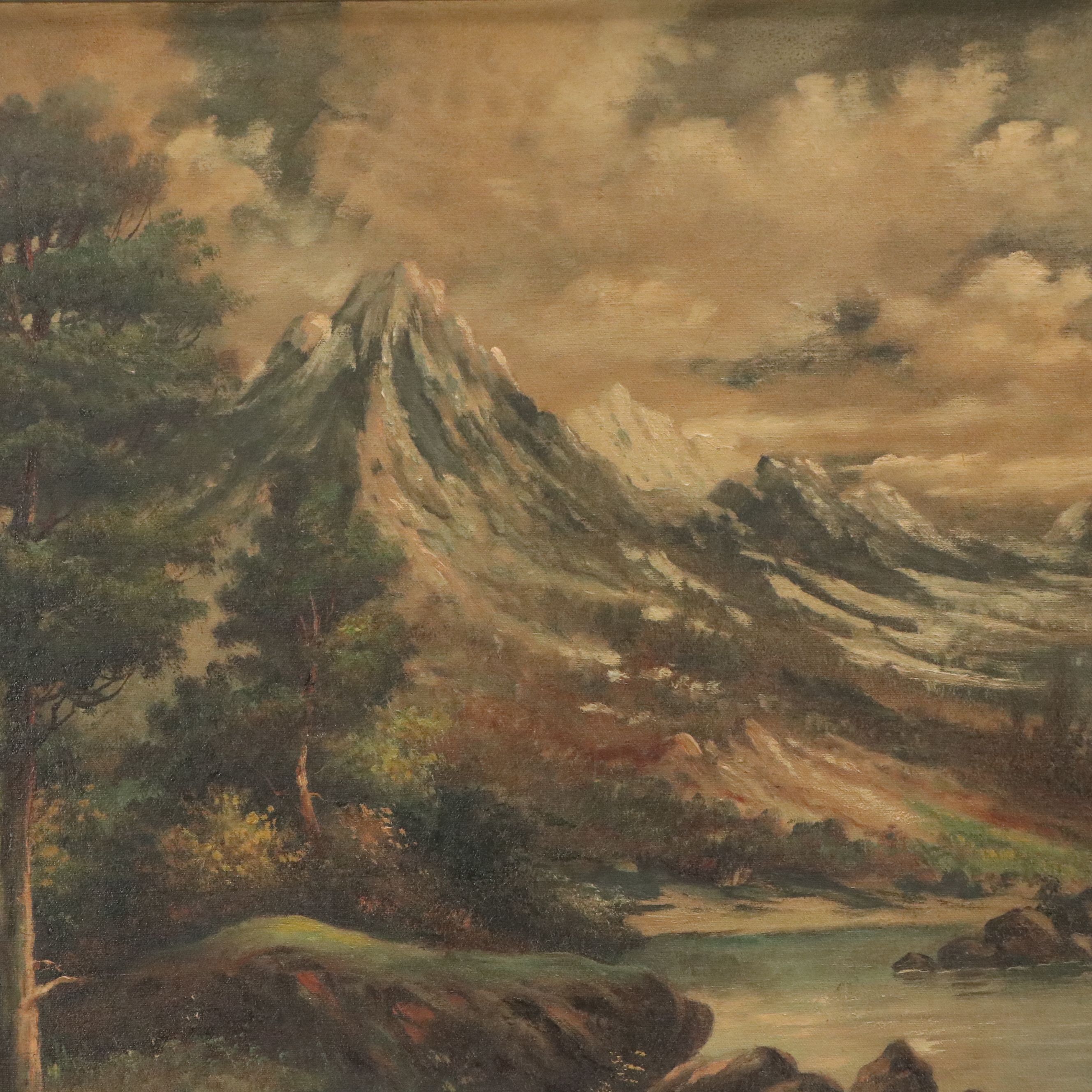 Thomas Manning Moore Oil Painting of Mountainous Landscape