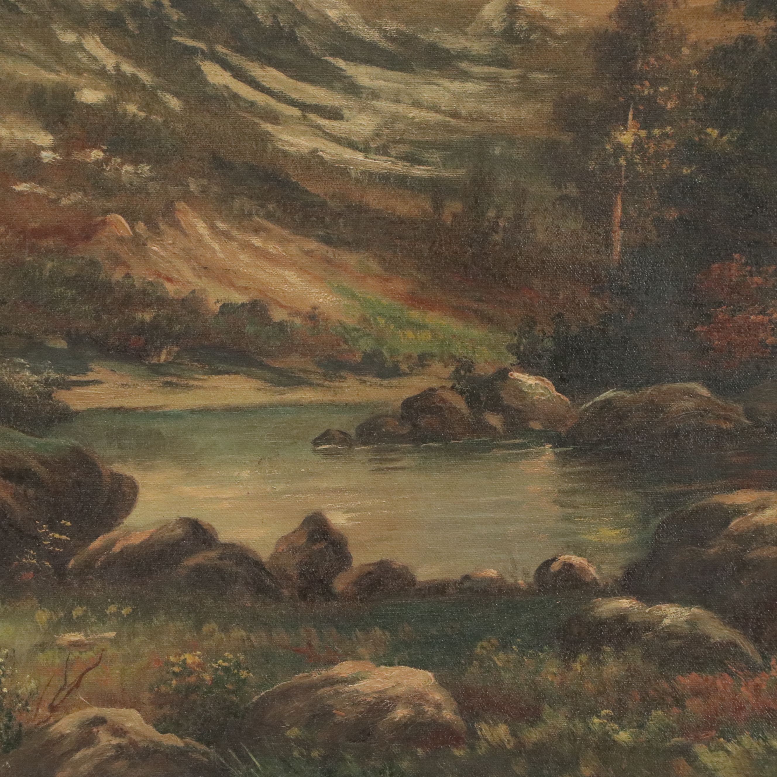 Thomas Manning Moore Oil Painting of Mountainous Landscape