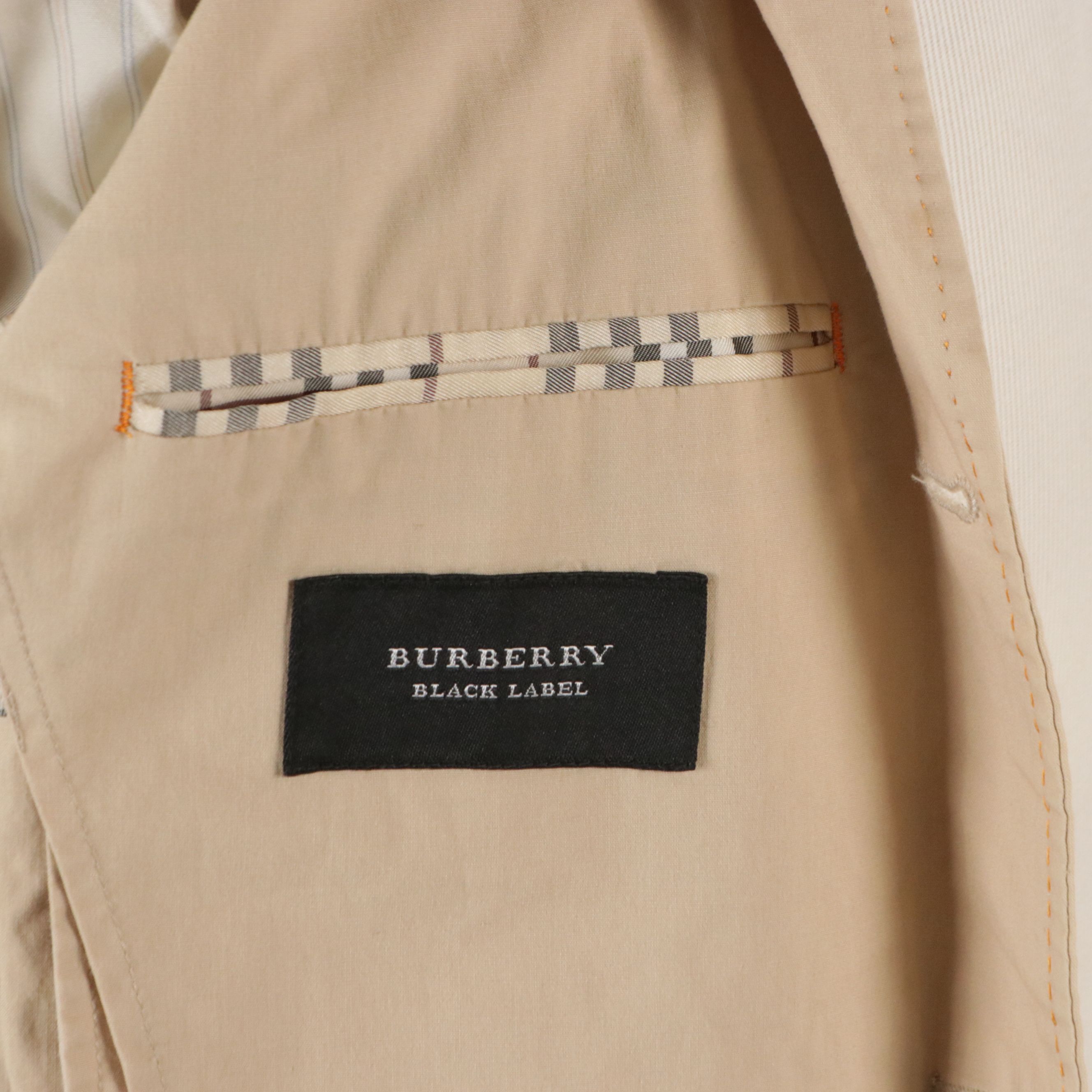 Men's Burberry Black Label Beige Cotton Three-Button Pant Suit with Check Lining