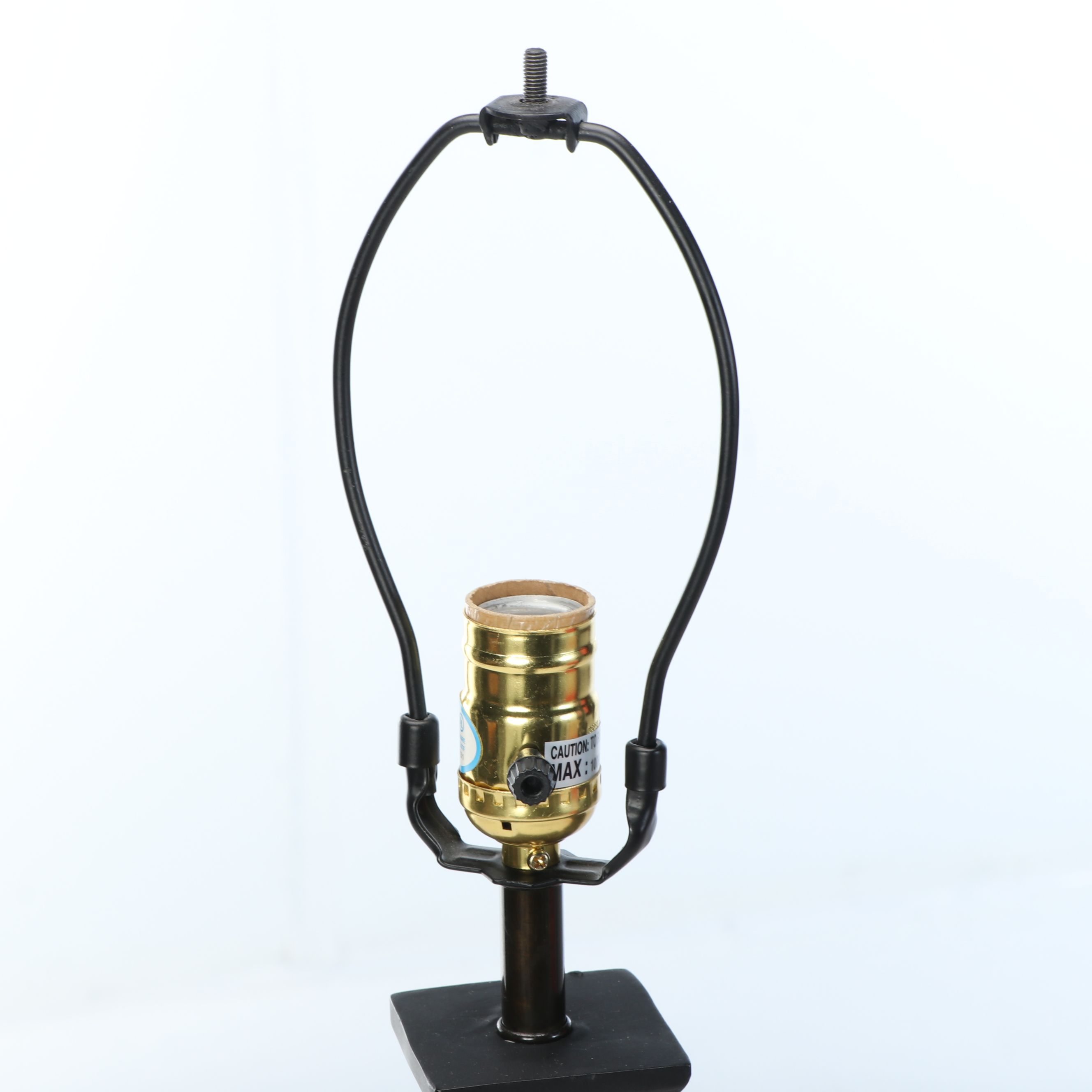 Pair of Black Resin Diamond Block Stacked Table Lamps with Red Block Shades