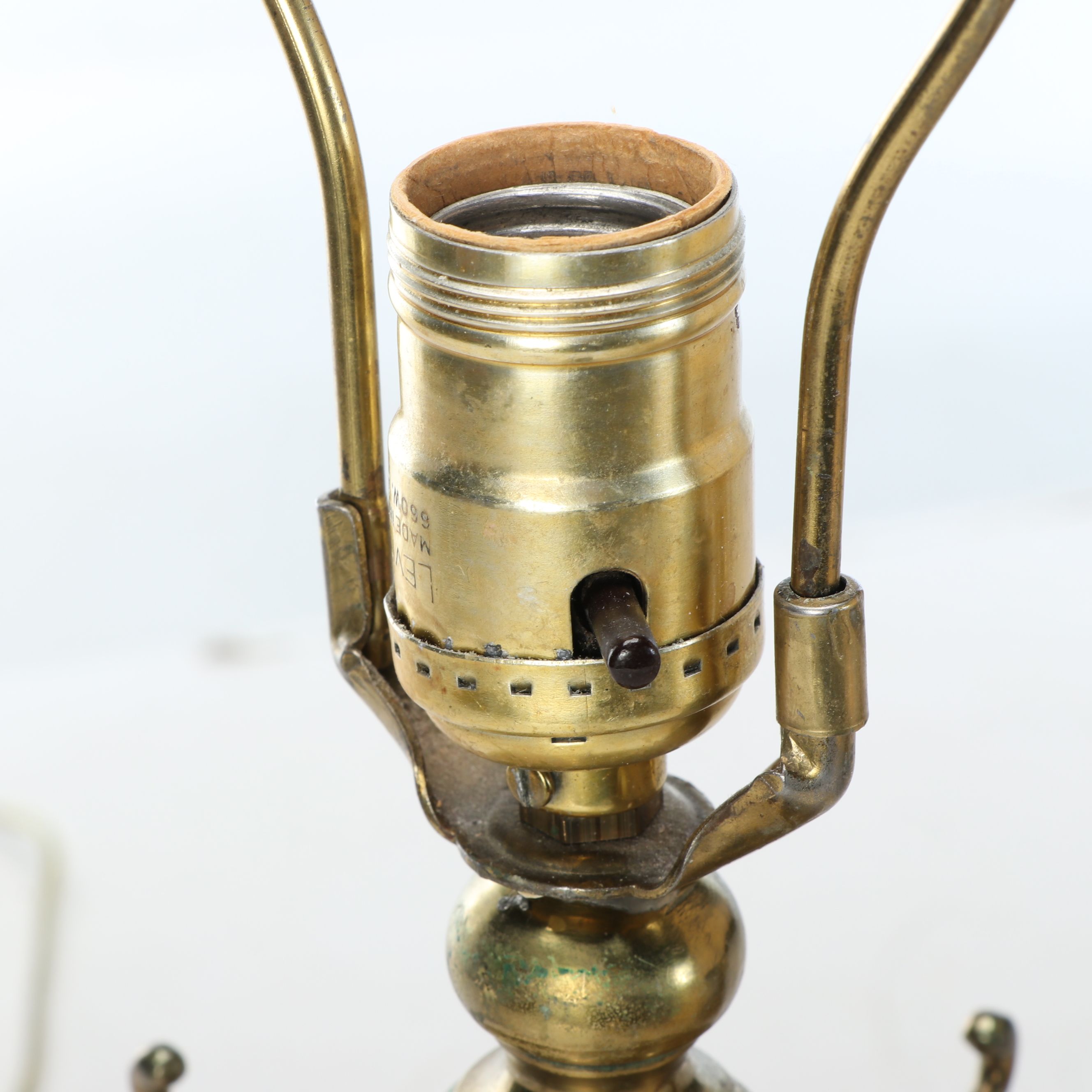 Pair of Japanese Tokugawa-Inspired Brass Lantern Table Lamps and Silk Shades