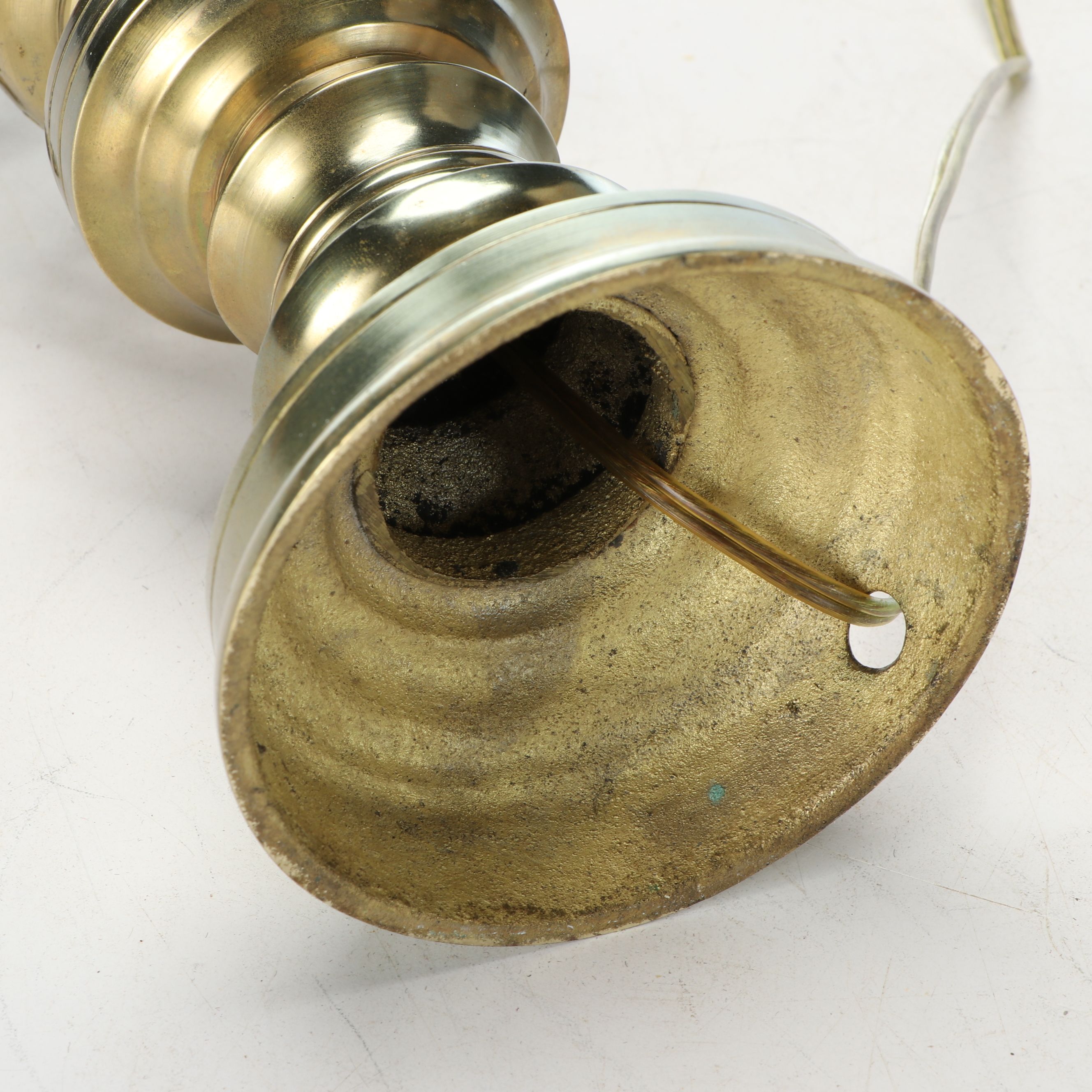 Pair of Japanese Tokugawa-Inspired Brass Lantern Table Lamps and Silk Shades