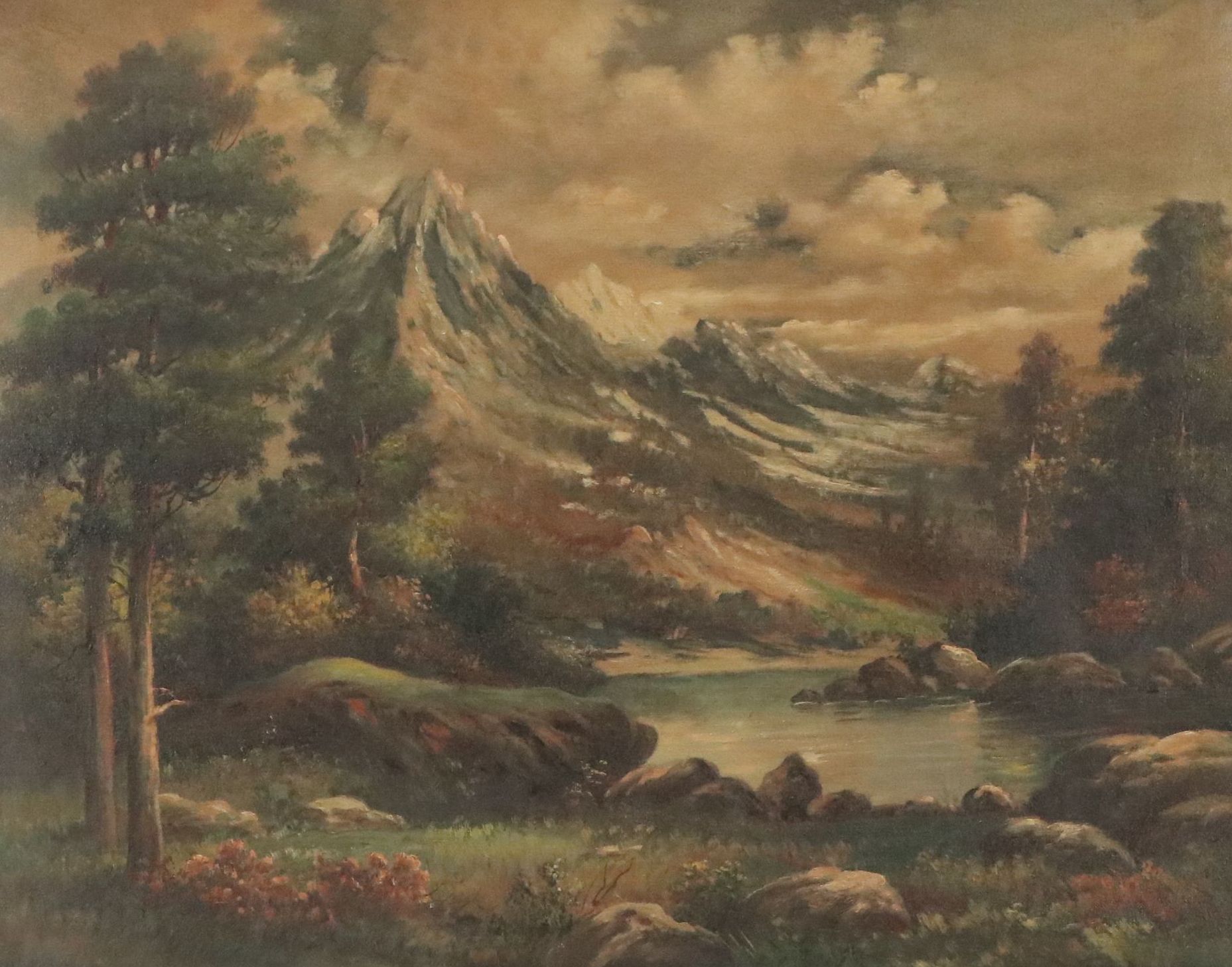 Thomas Manning Moore Oil Painting of Mountainous Landscape
