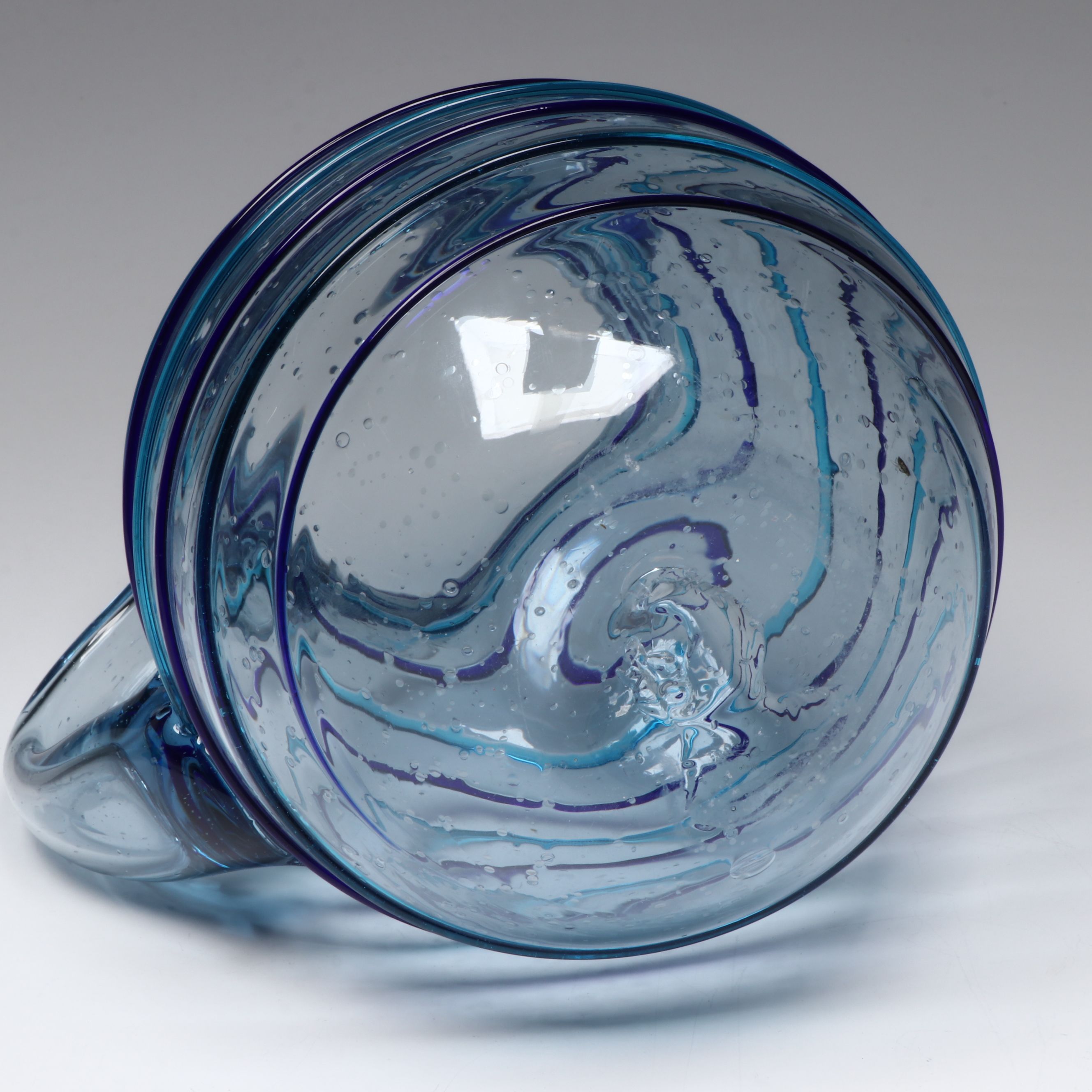 Crate & Barrel Stripe Pattern Glass Pitcher and Margarita Glasses