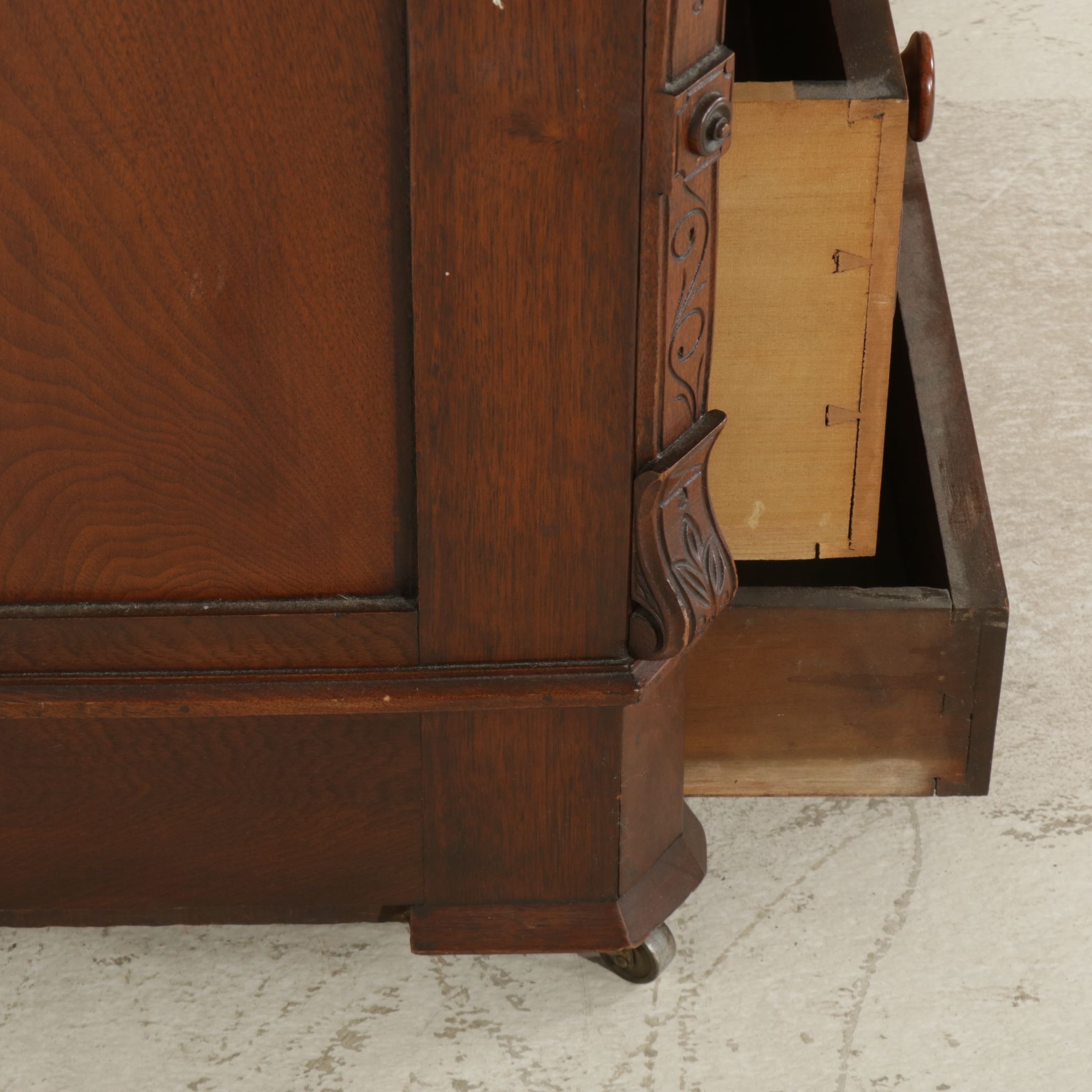 Victorian Walnut and Burl Wood Dresser with Marble Tops and Mirror