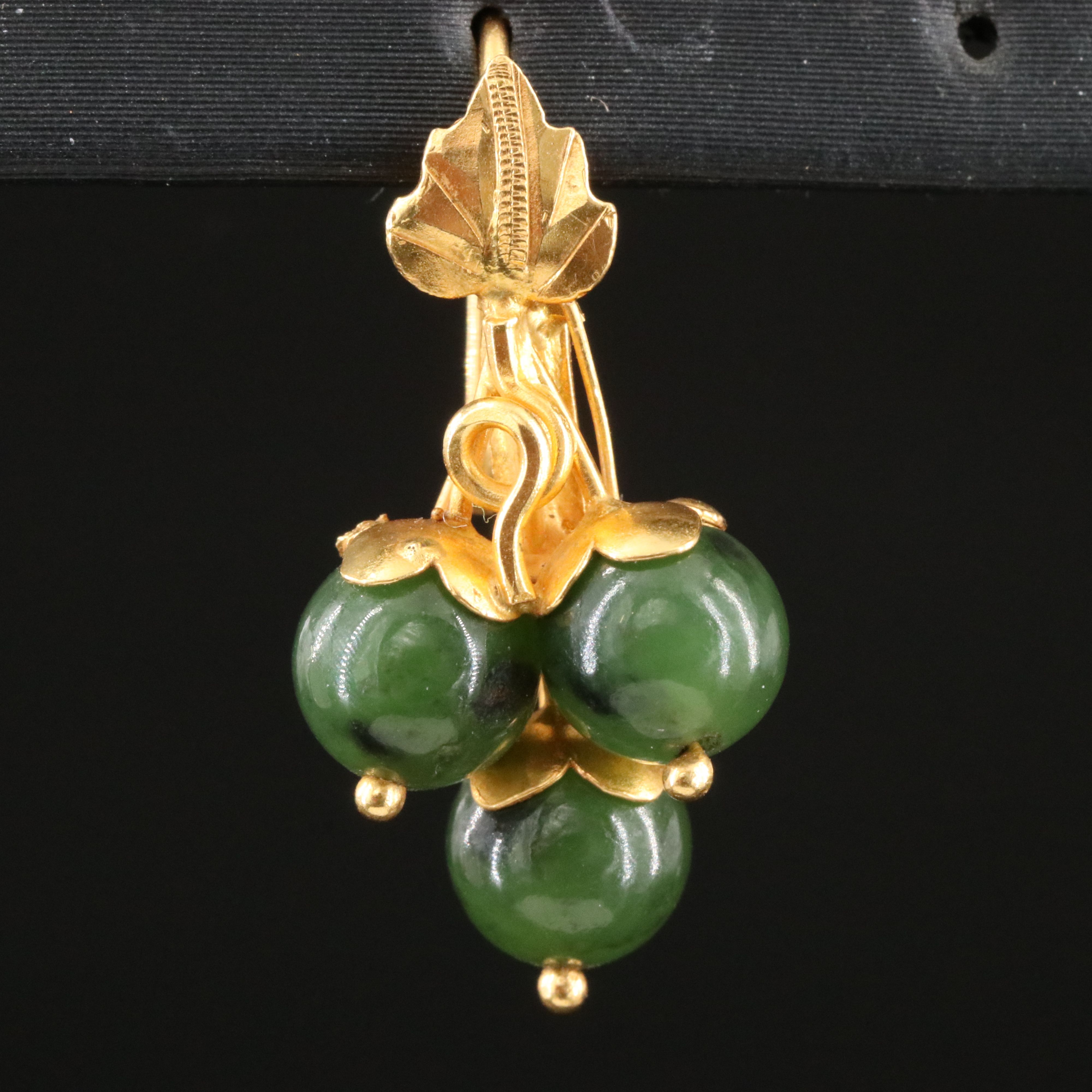 18K Nephrite Grape Cluster Earrings