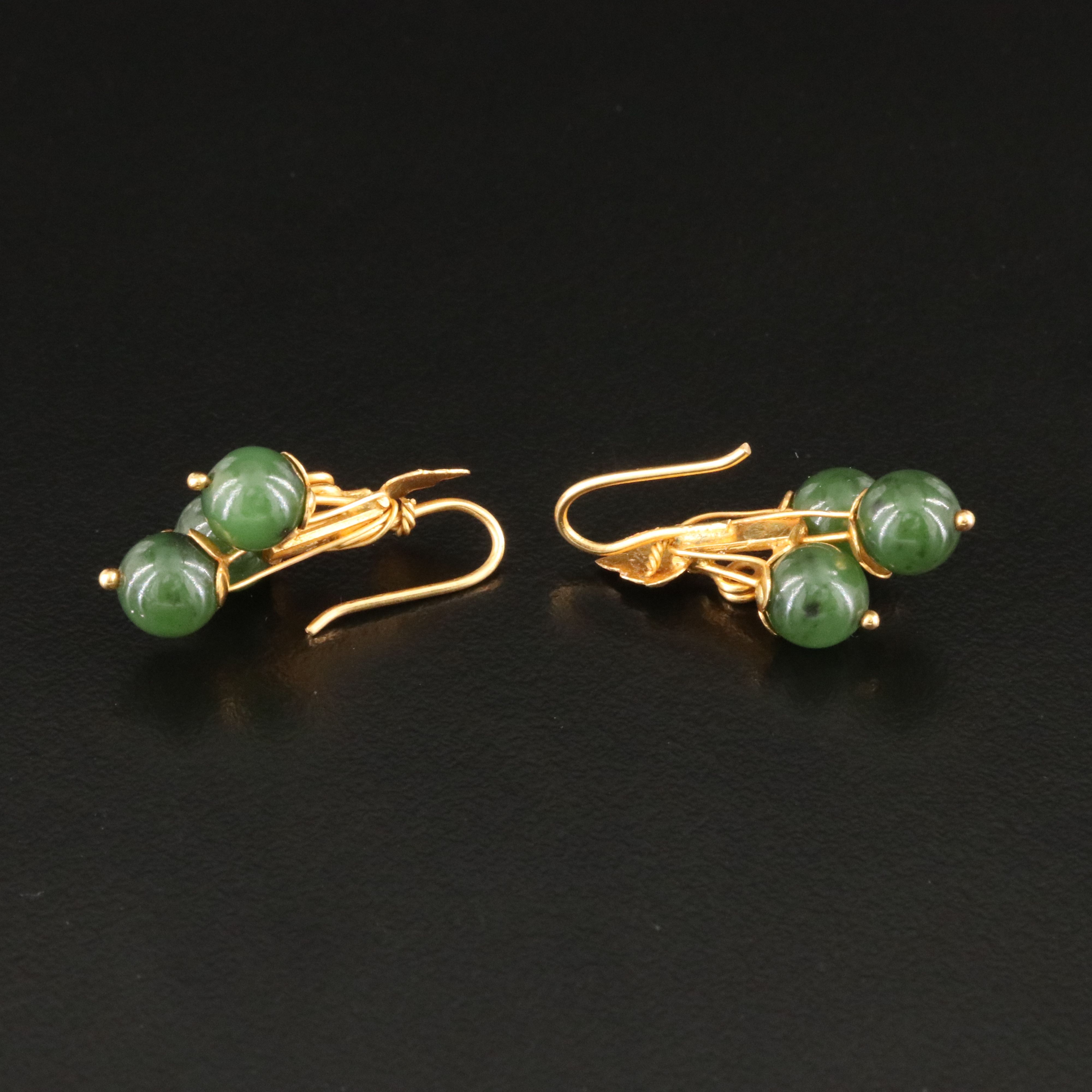 18K Nephrite Grape Cluster Earrings
