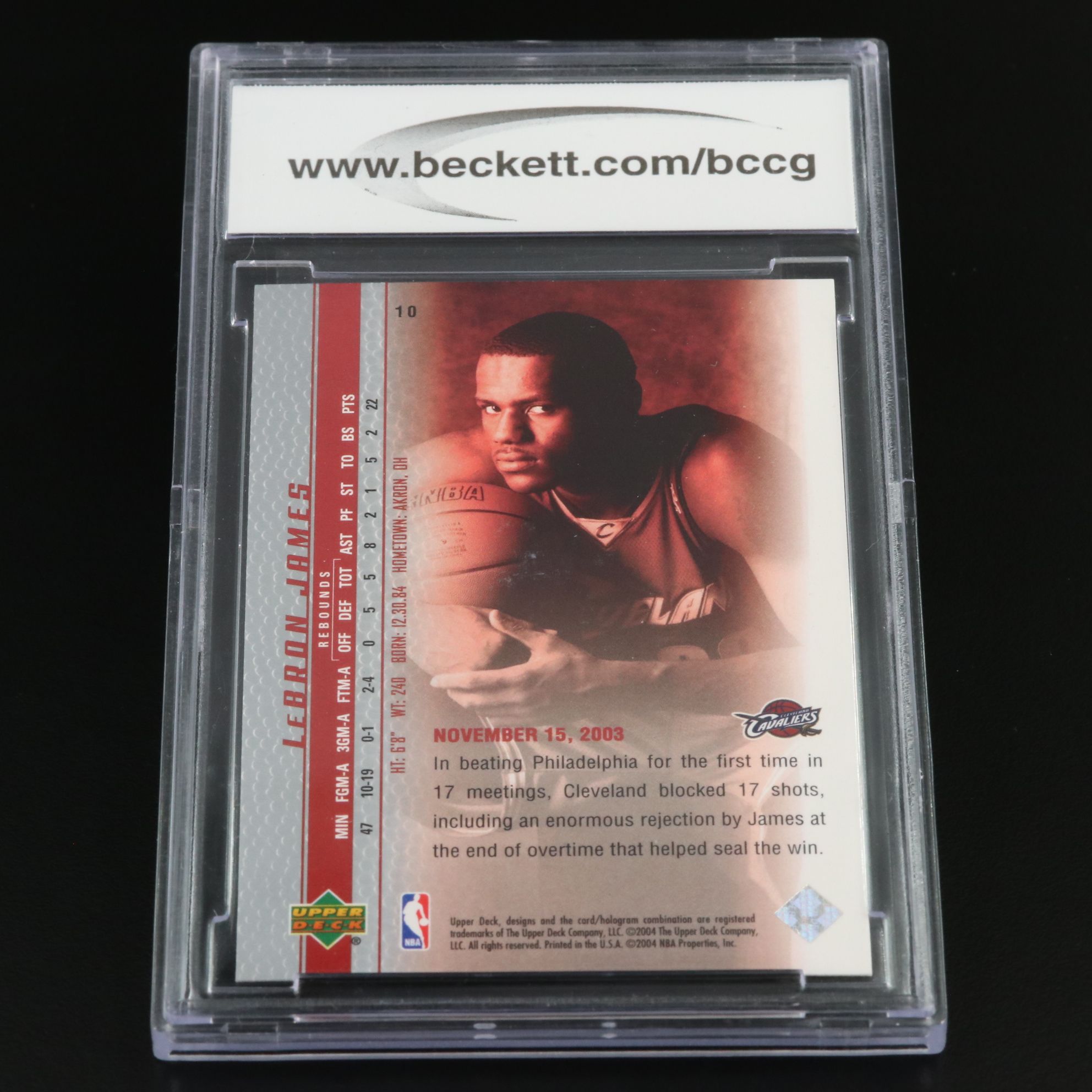 2003-04 Upper Deck LeBron James Phenomenal Beginning Card Graded BCCG 10