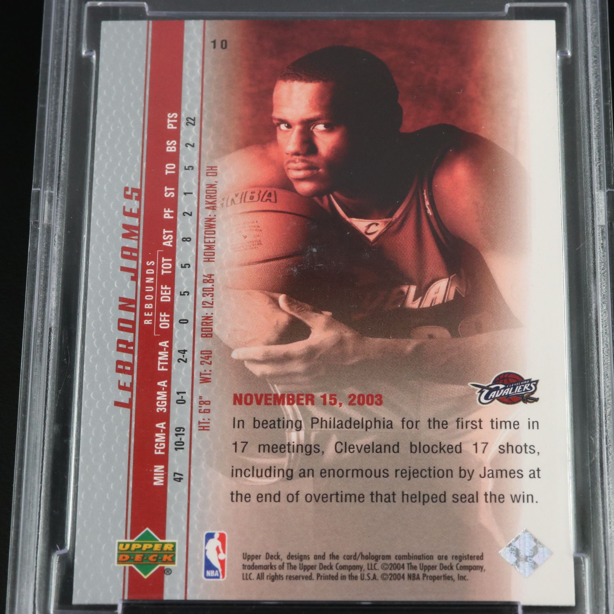 2003-04 Upper Deck LeBron James Phenomenal Beginning Card Graded BCCG 10