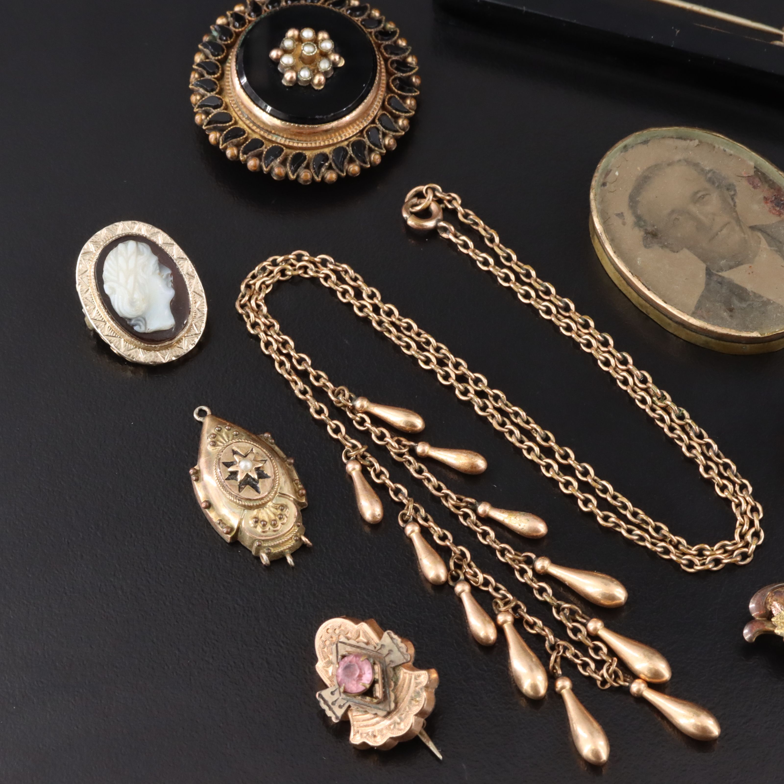 Victorian Jewelry Collection Including Mourning & Cameo