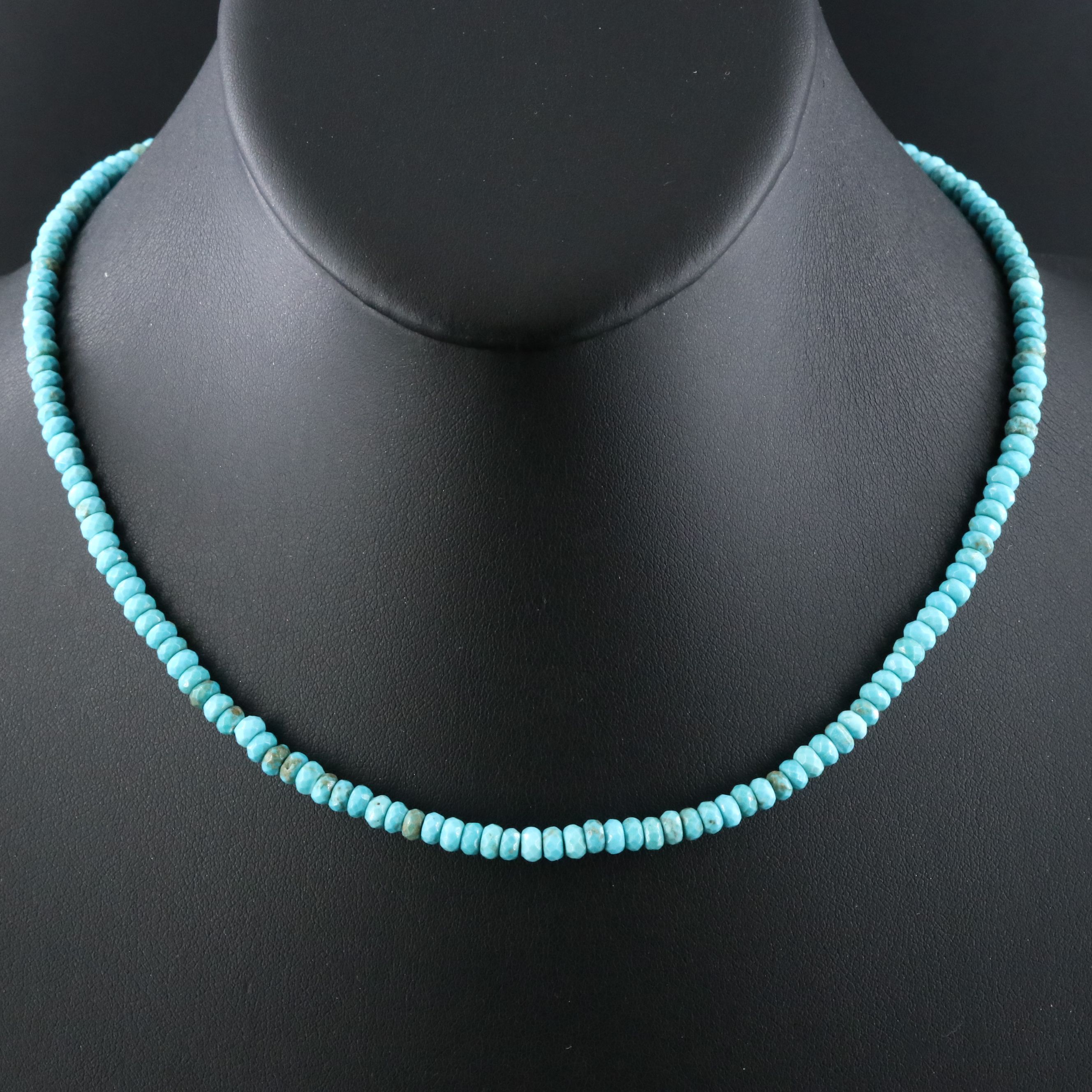 Turquoise Bead Necklace with 14K Clasp