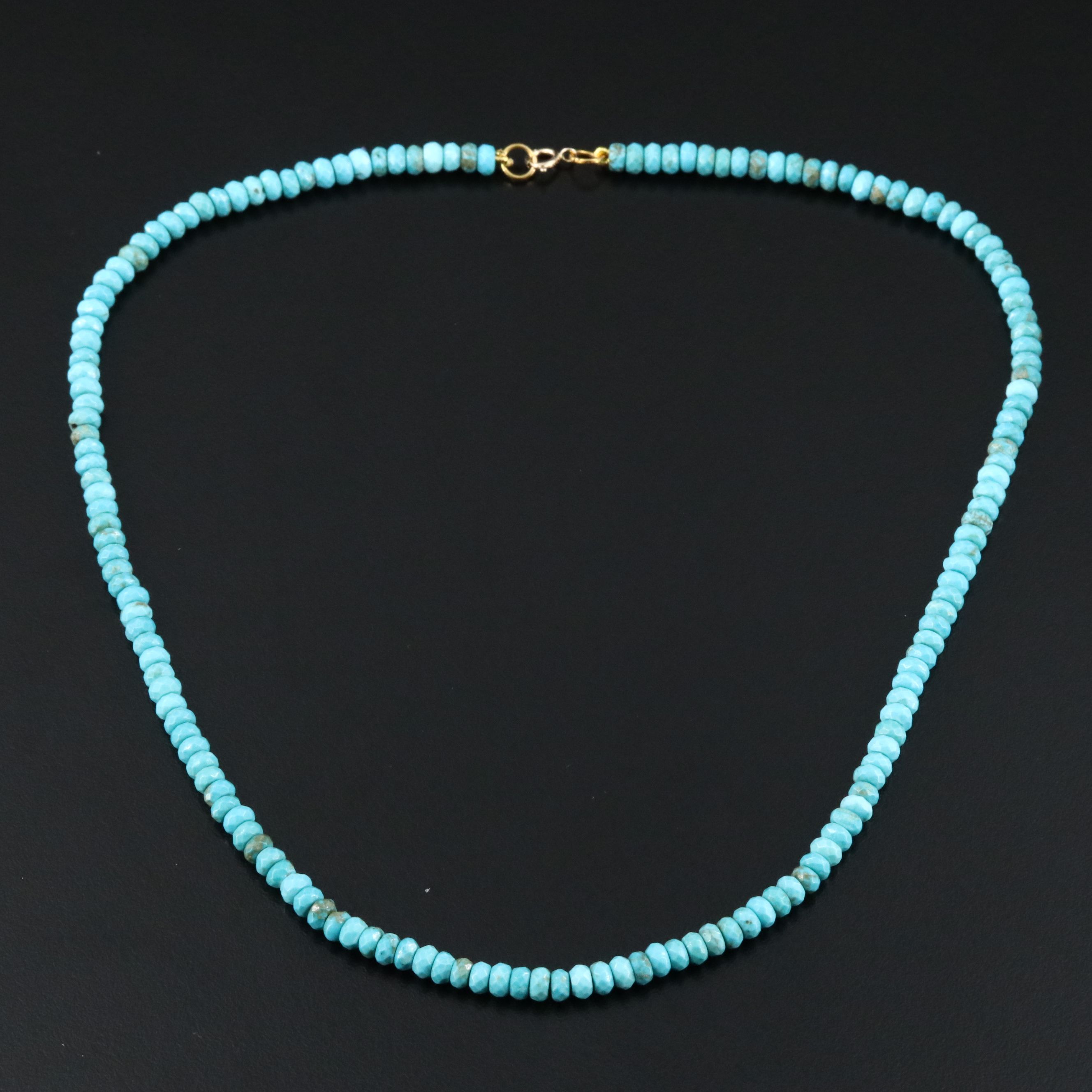 Turquoise Bead Necklace with 14K Clasp