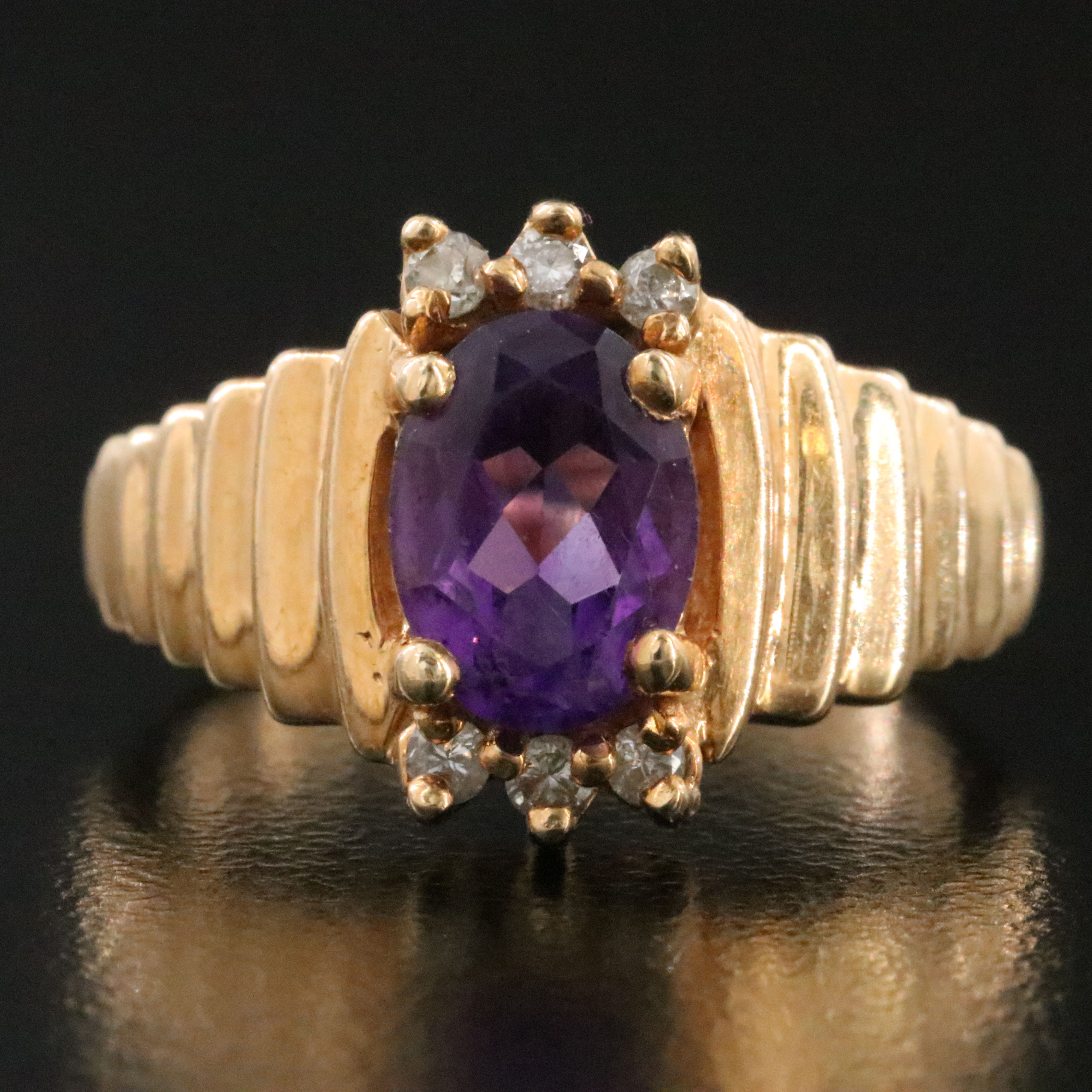 14K Amethyst and Diamond Ring