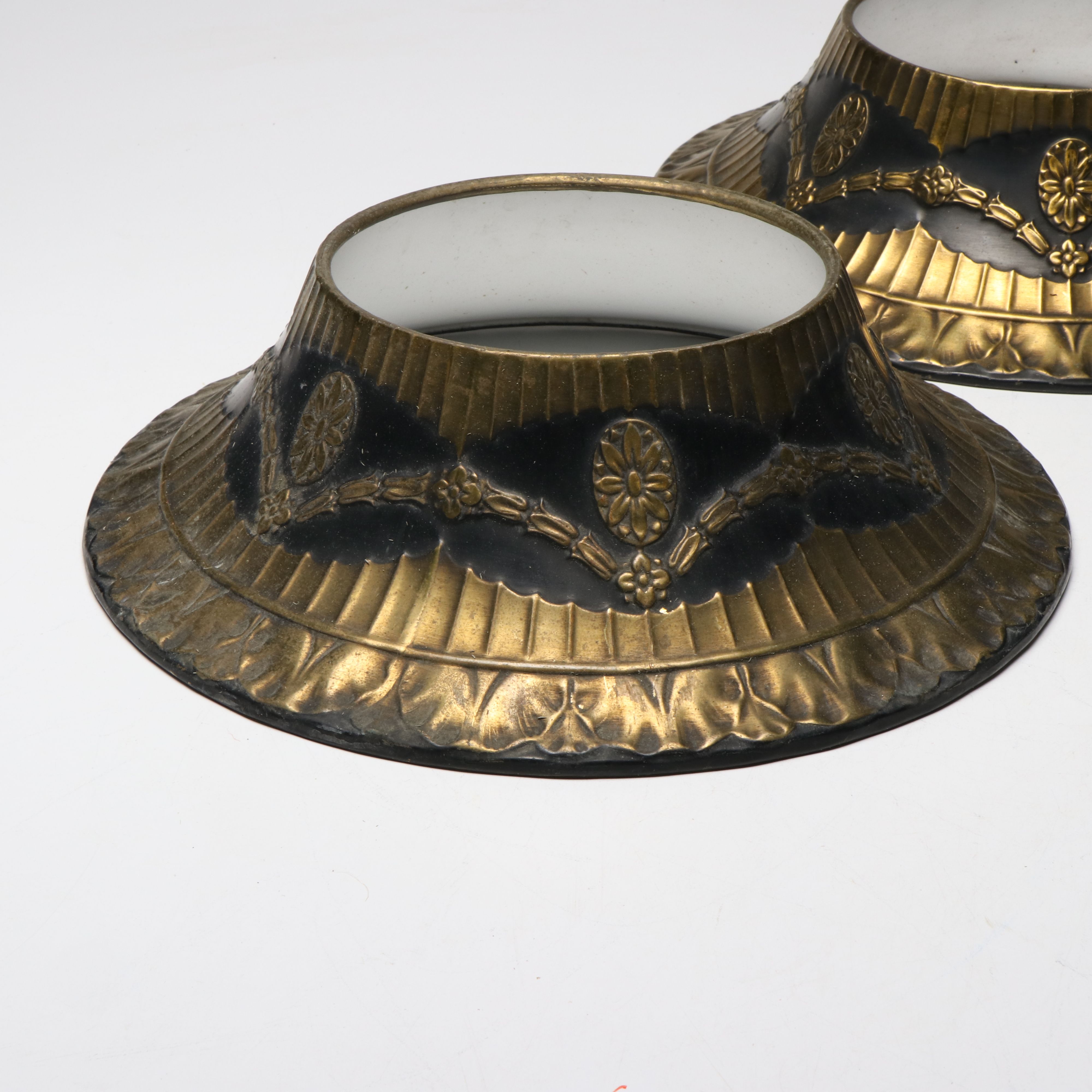 Pair of Empire Style Brass Torchiere Shades