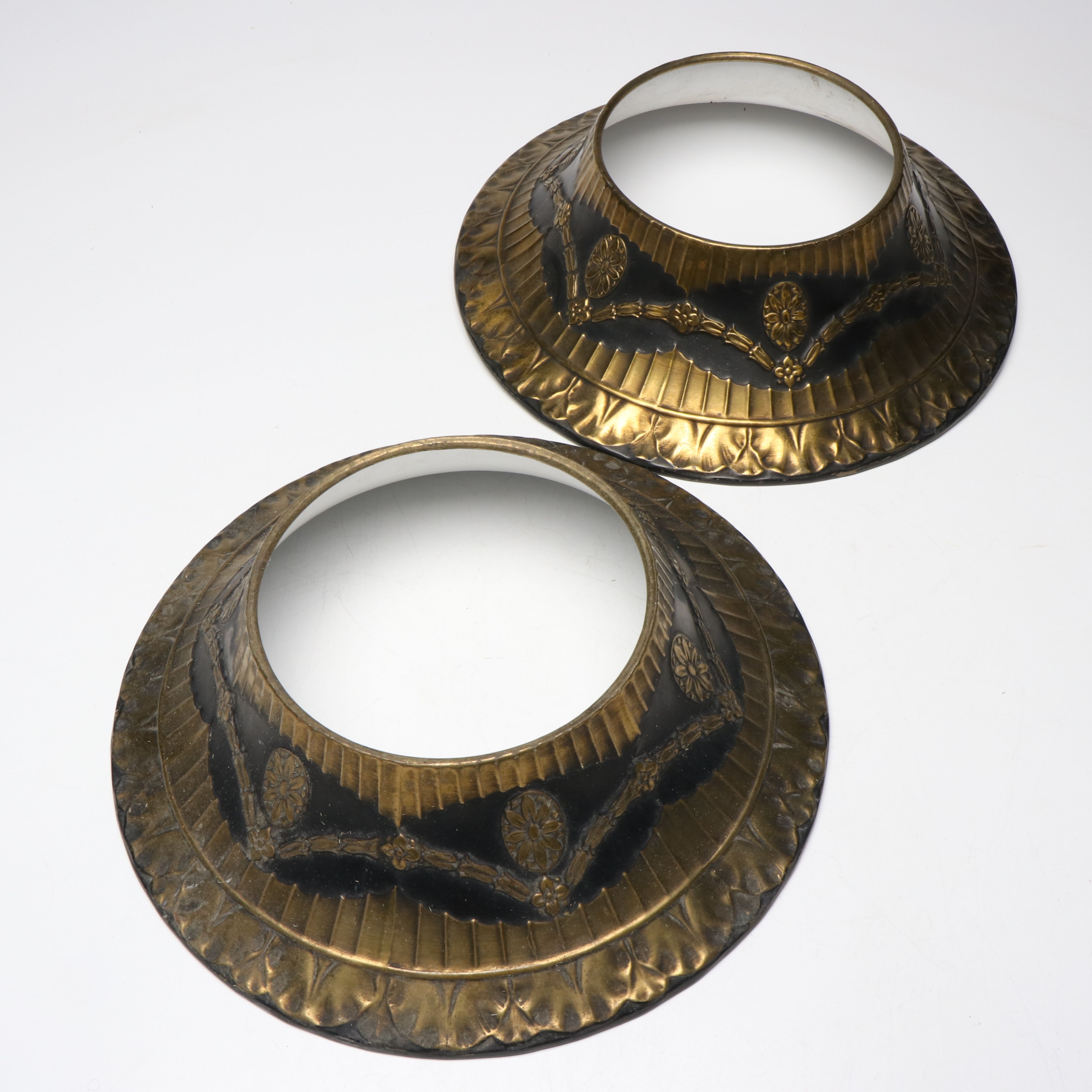 Pair of Empire Style Brass Torchiere Shades