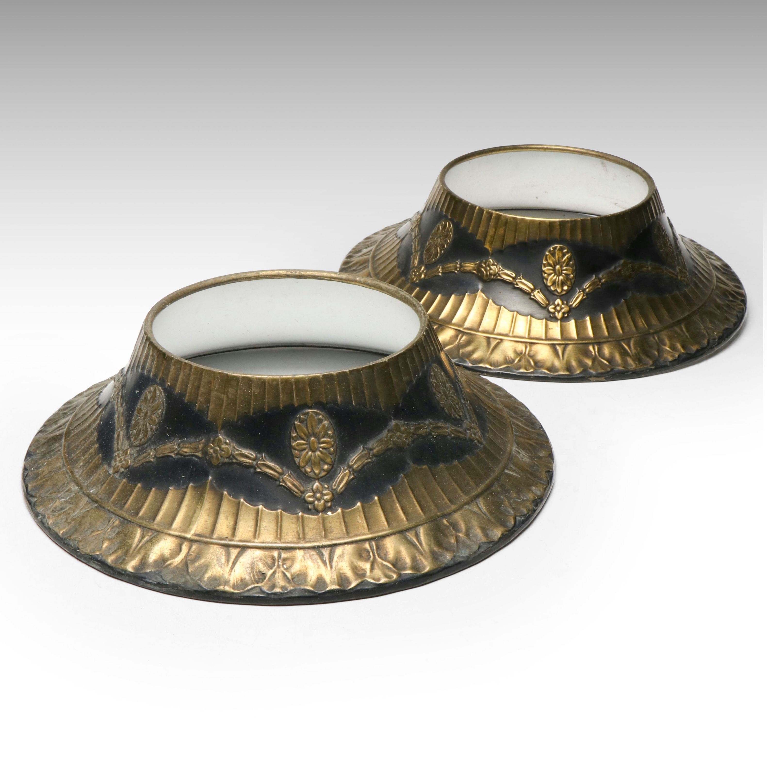 Pair of Empire Style Brass Torchiere Shades