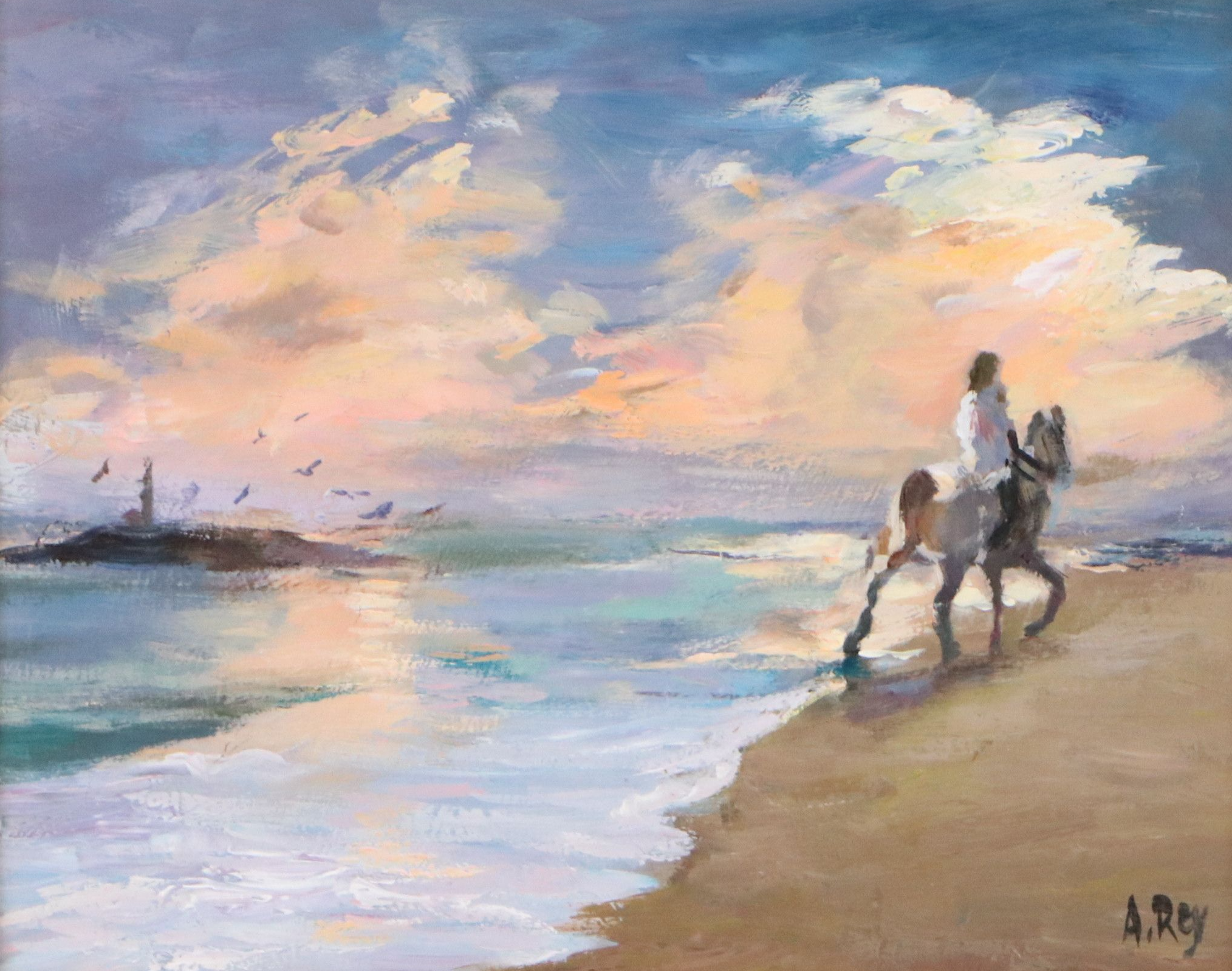 A. Rey Oil Painting "Under a Sunset Cloud," 2026