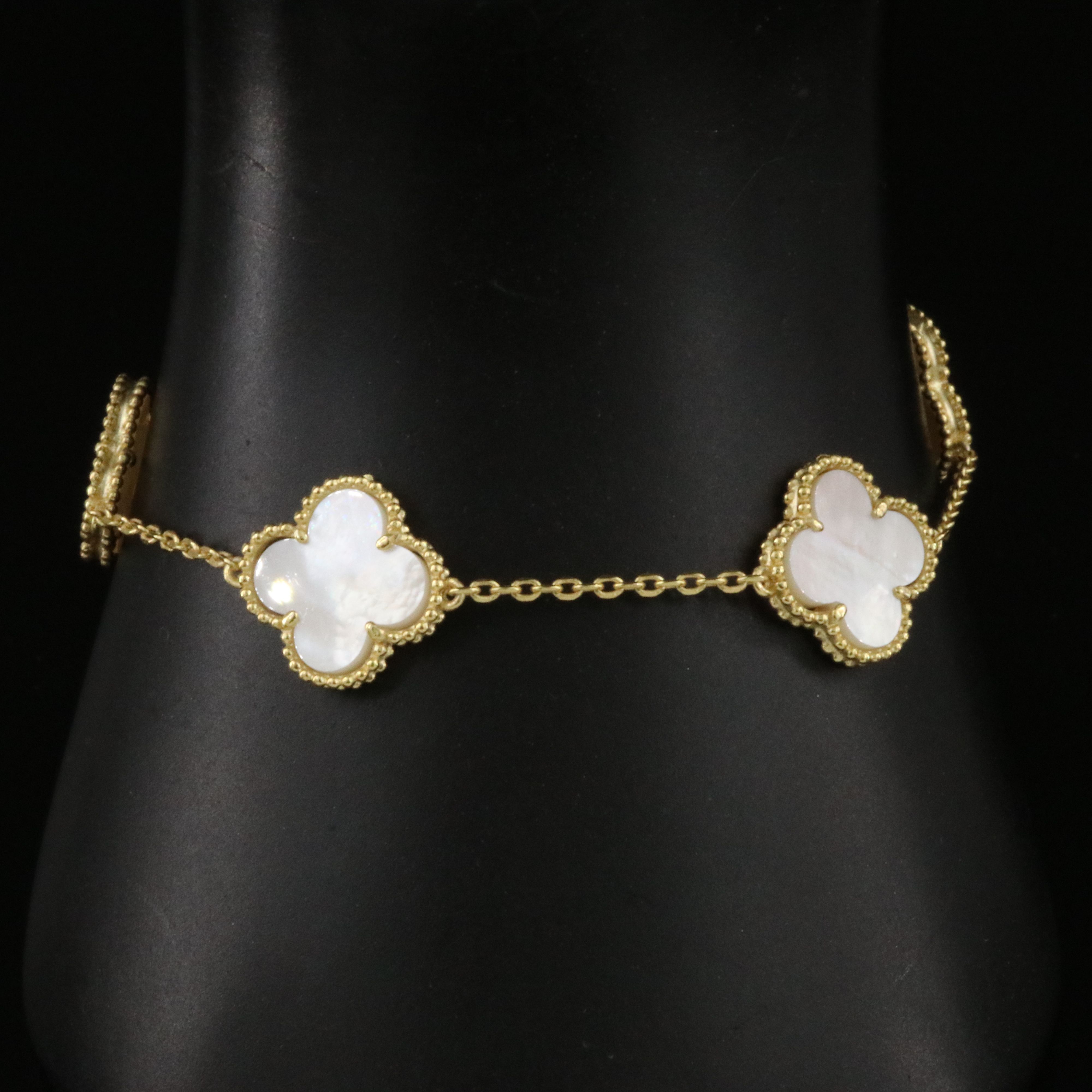 Sterling Mother-of-Pearl Quatrefoil Station Bracelet