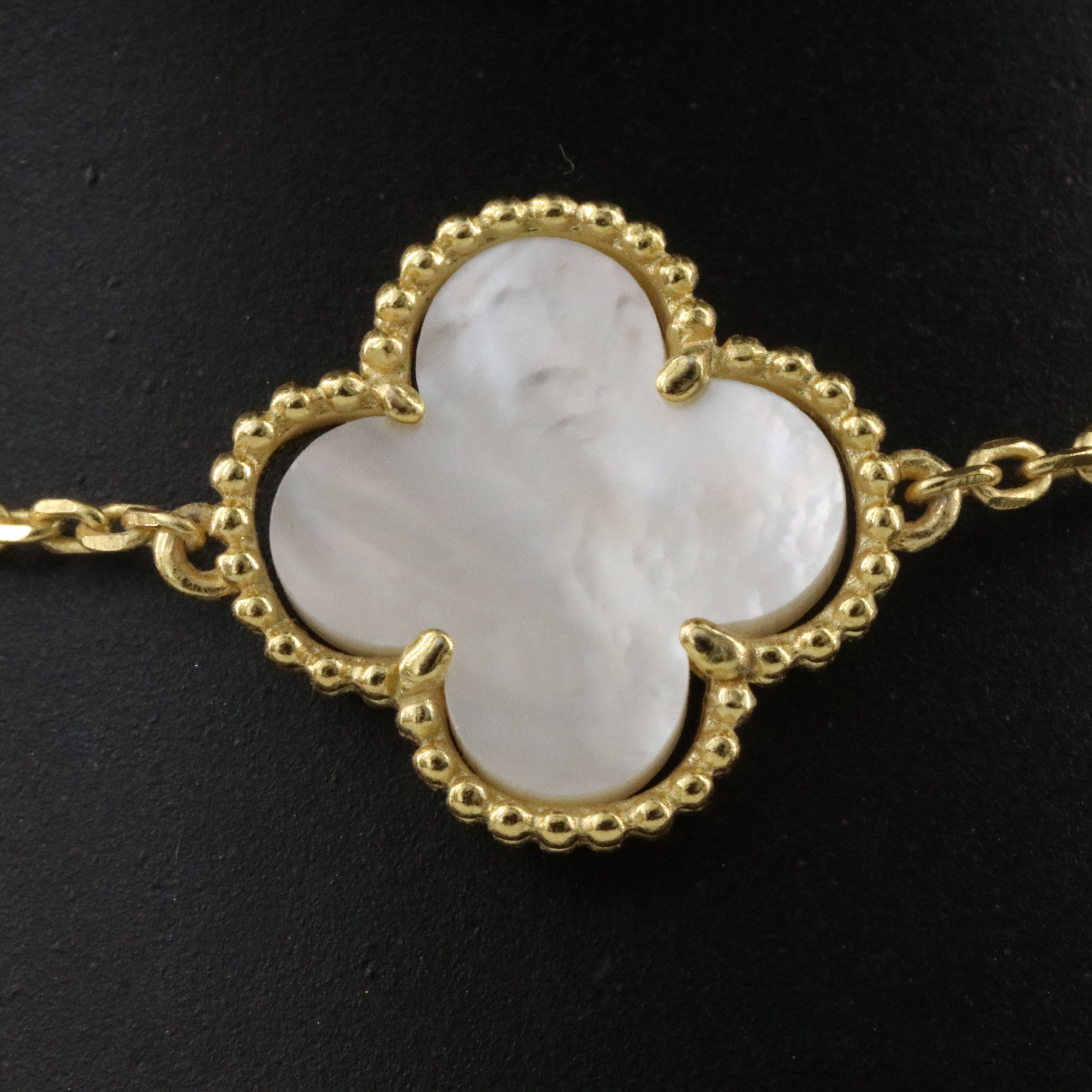 Sterling Mother-of-Pearl Quatrefoil Station Bracelet