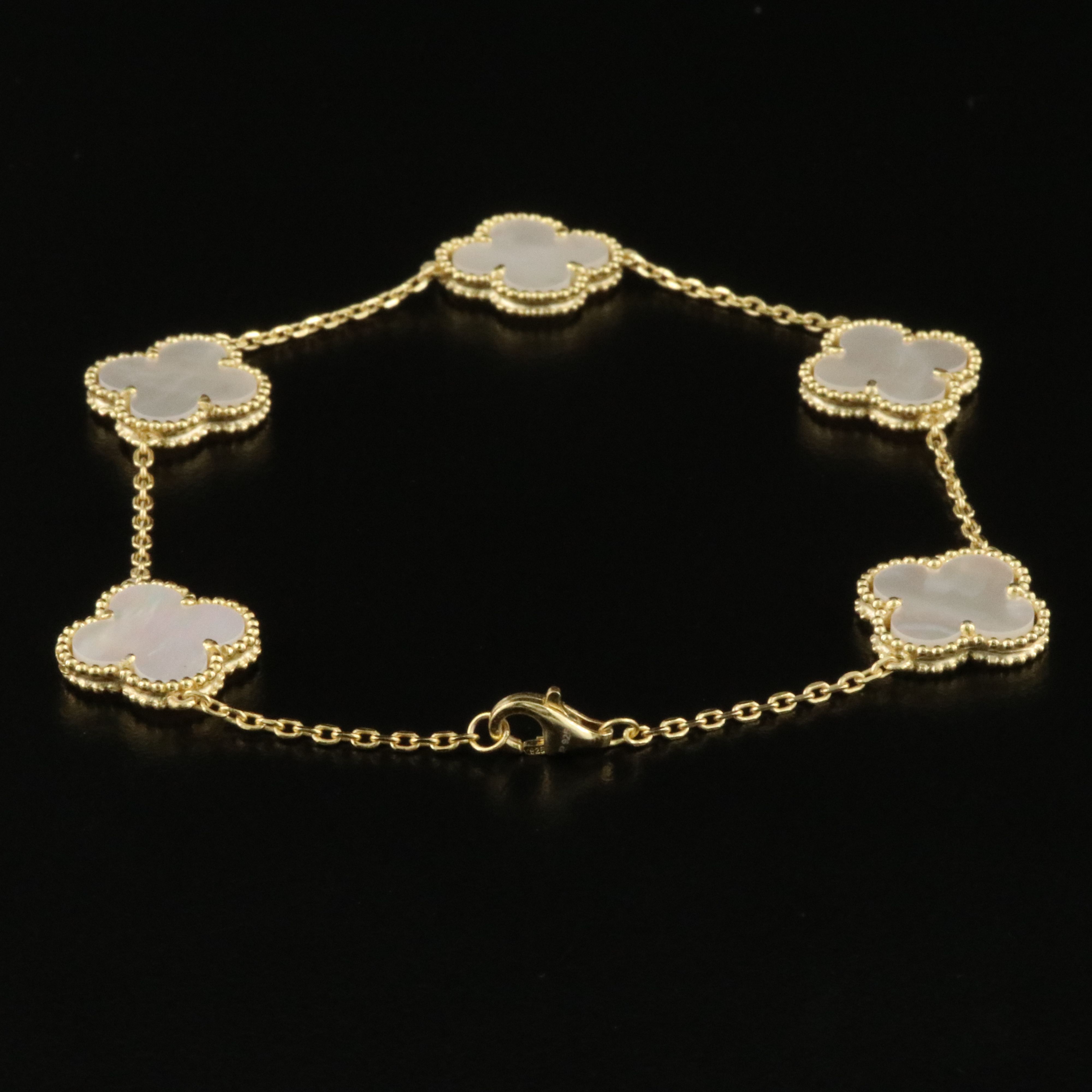 Sterling Mother-of-Pearl Quatrefoil Station Bracelet