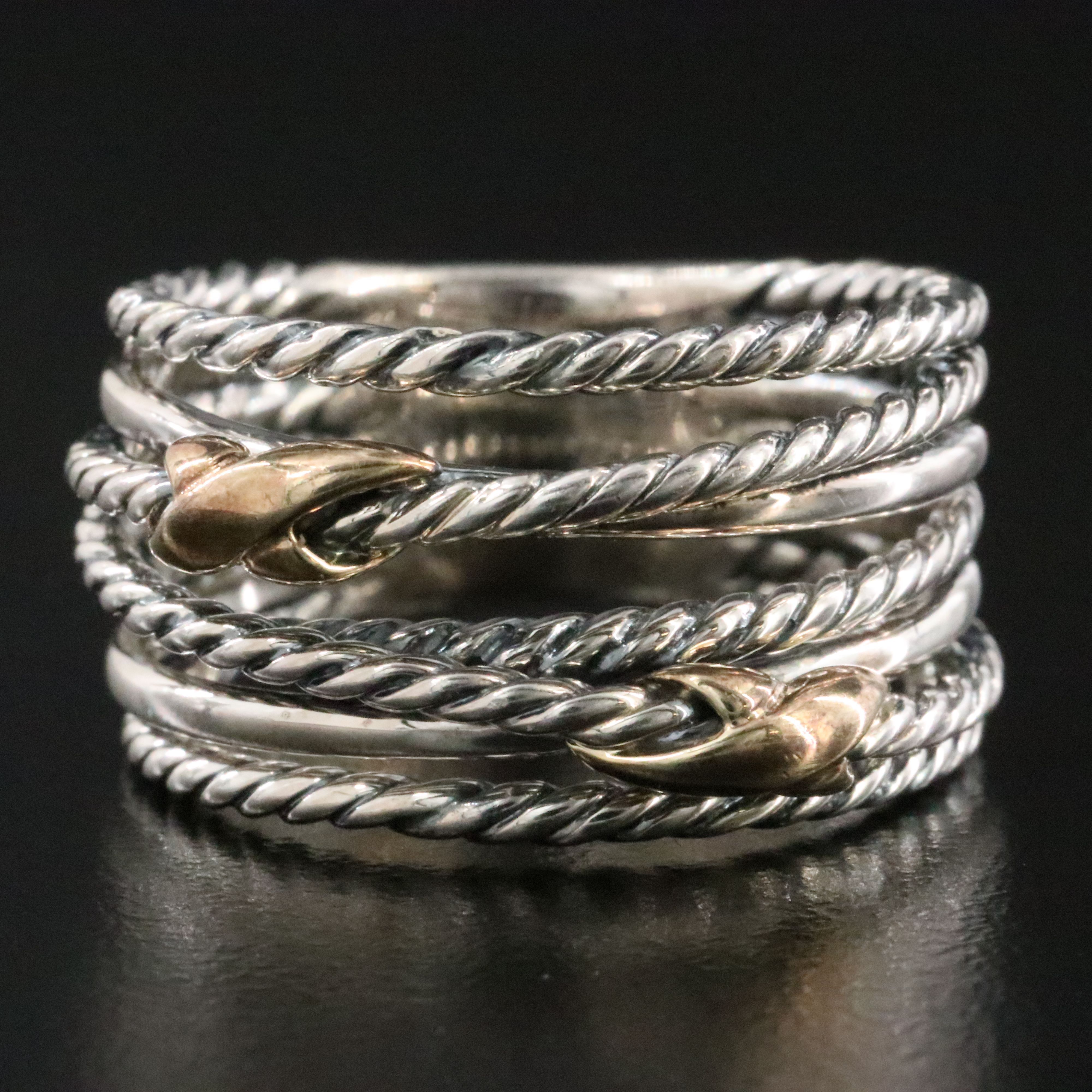 David Yurman Double X Crossover Sterling 0.78 CTW Diamond Ring