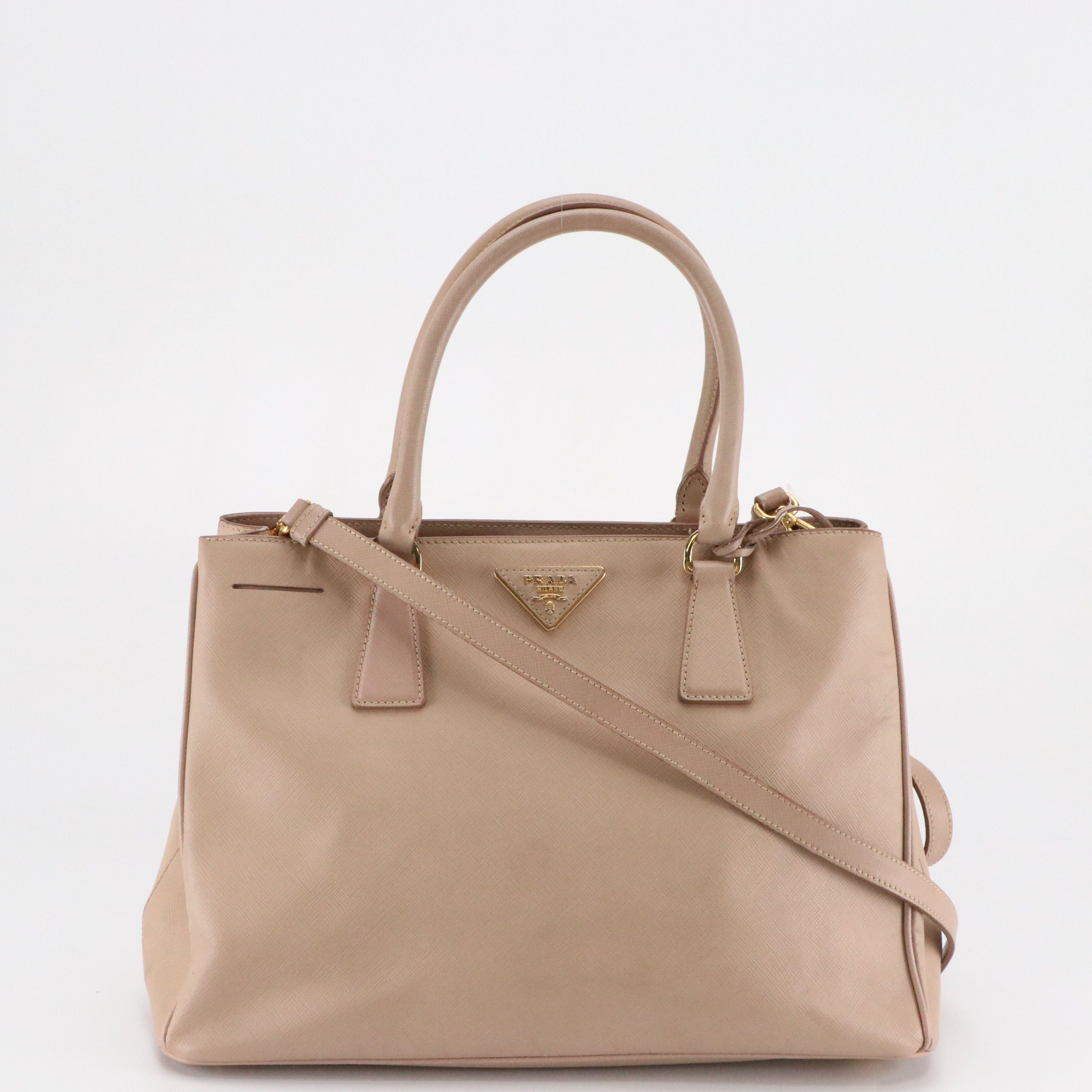 Prada Beige Saffiano Leather Galleria Two-Way Bag