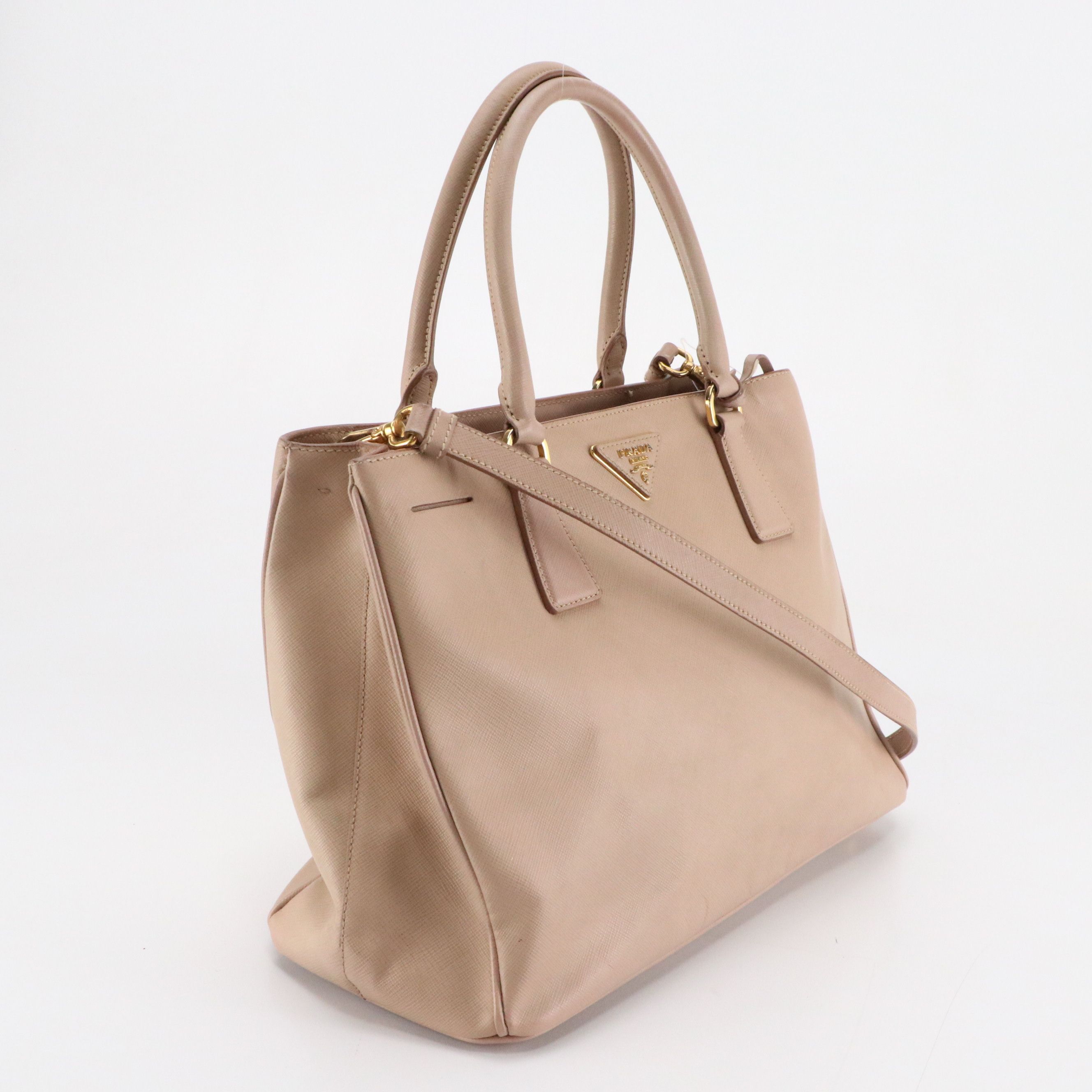 Prada Beige Saffiano Leather Galleria Two-Way Bag
