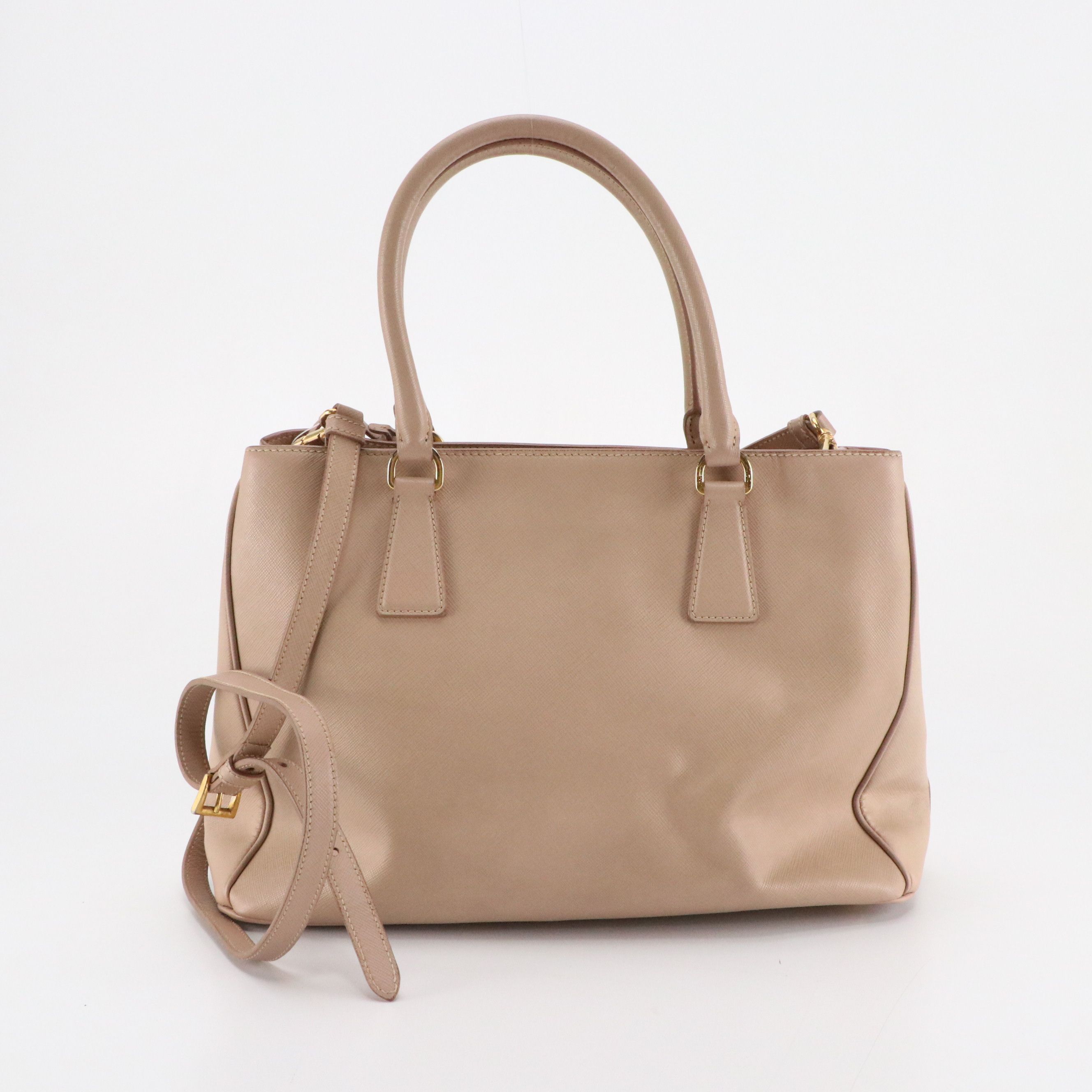 Prada Beige Saffiano Leather Galleria Two-Way Bag
