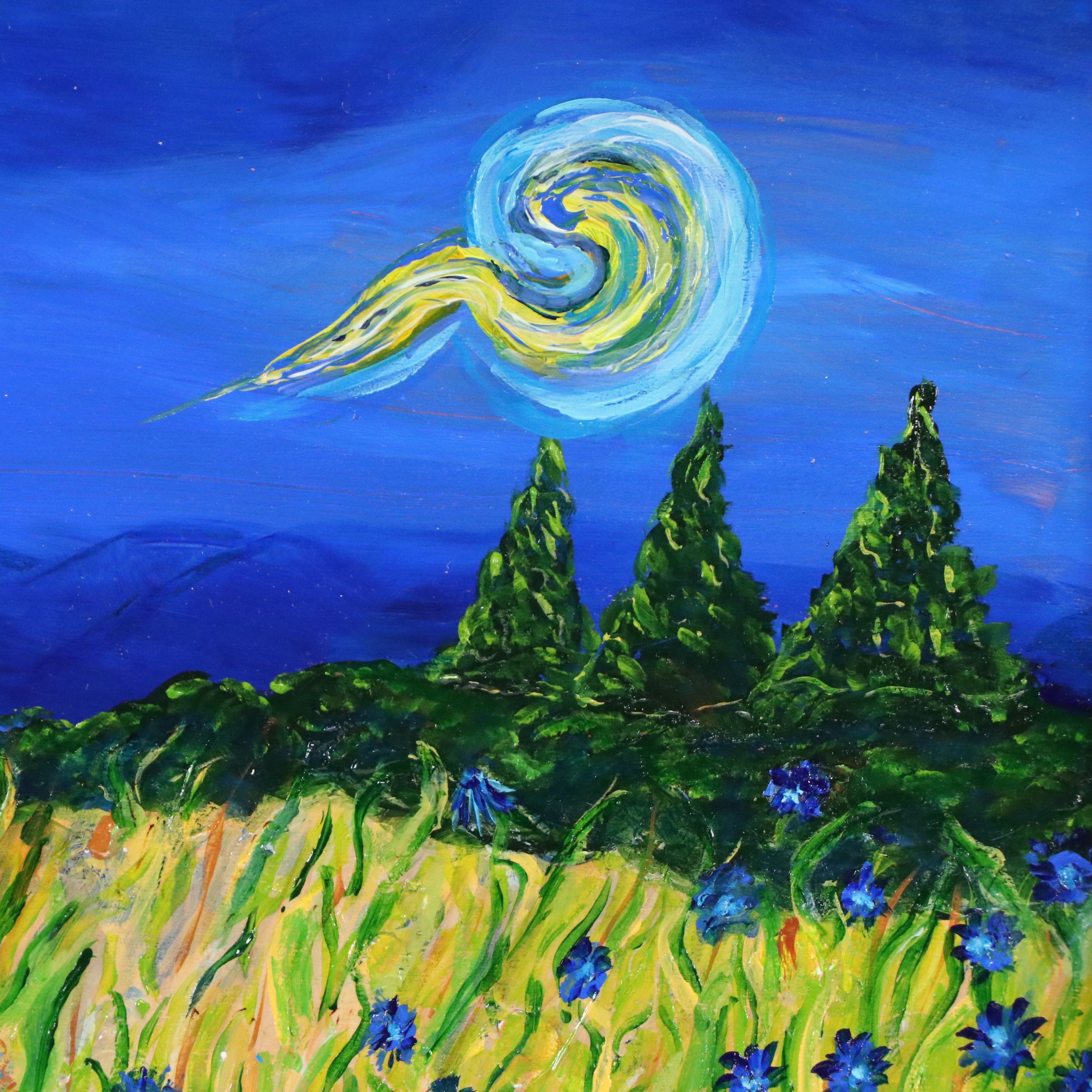 Acrylic Painting "Van Gogh Cove," 21st Century