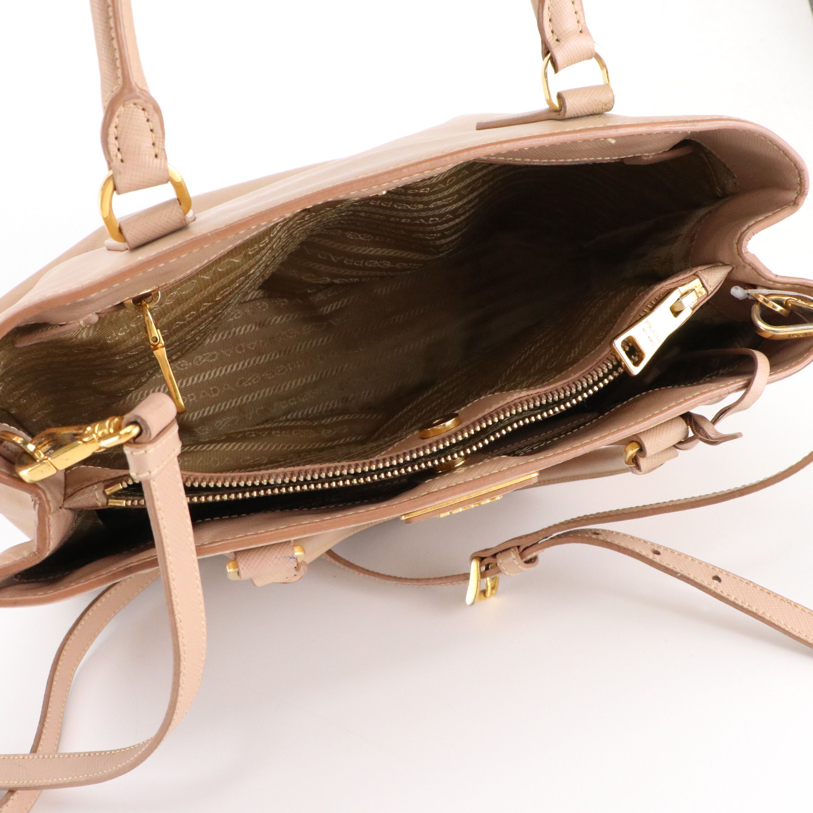 Prada Beige Saffiano Leather Galleria Two-Way Bag