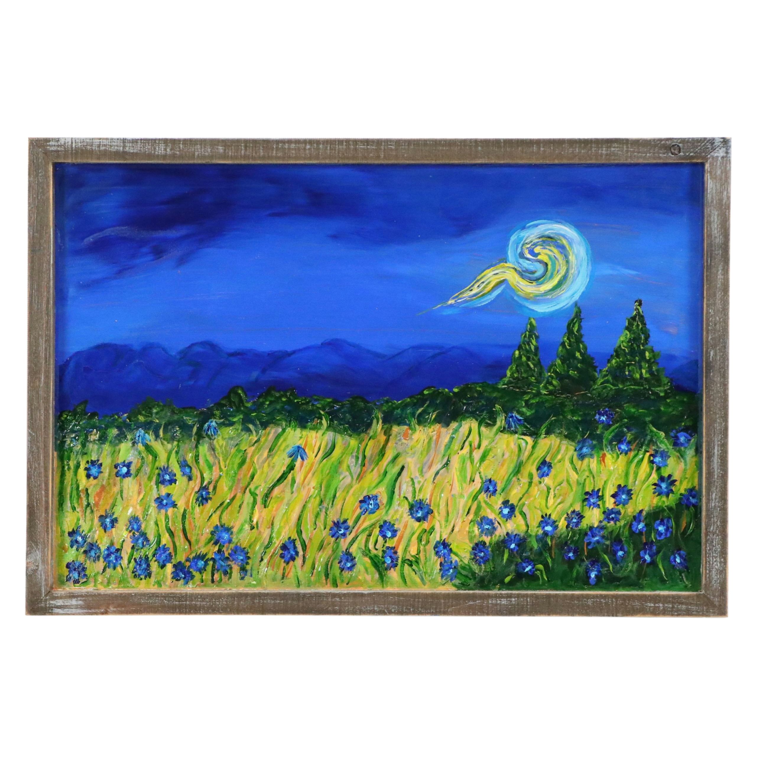 Acrylic Painting "Van Gogh Cove," 21st Century