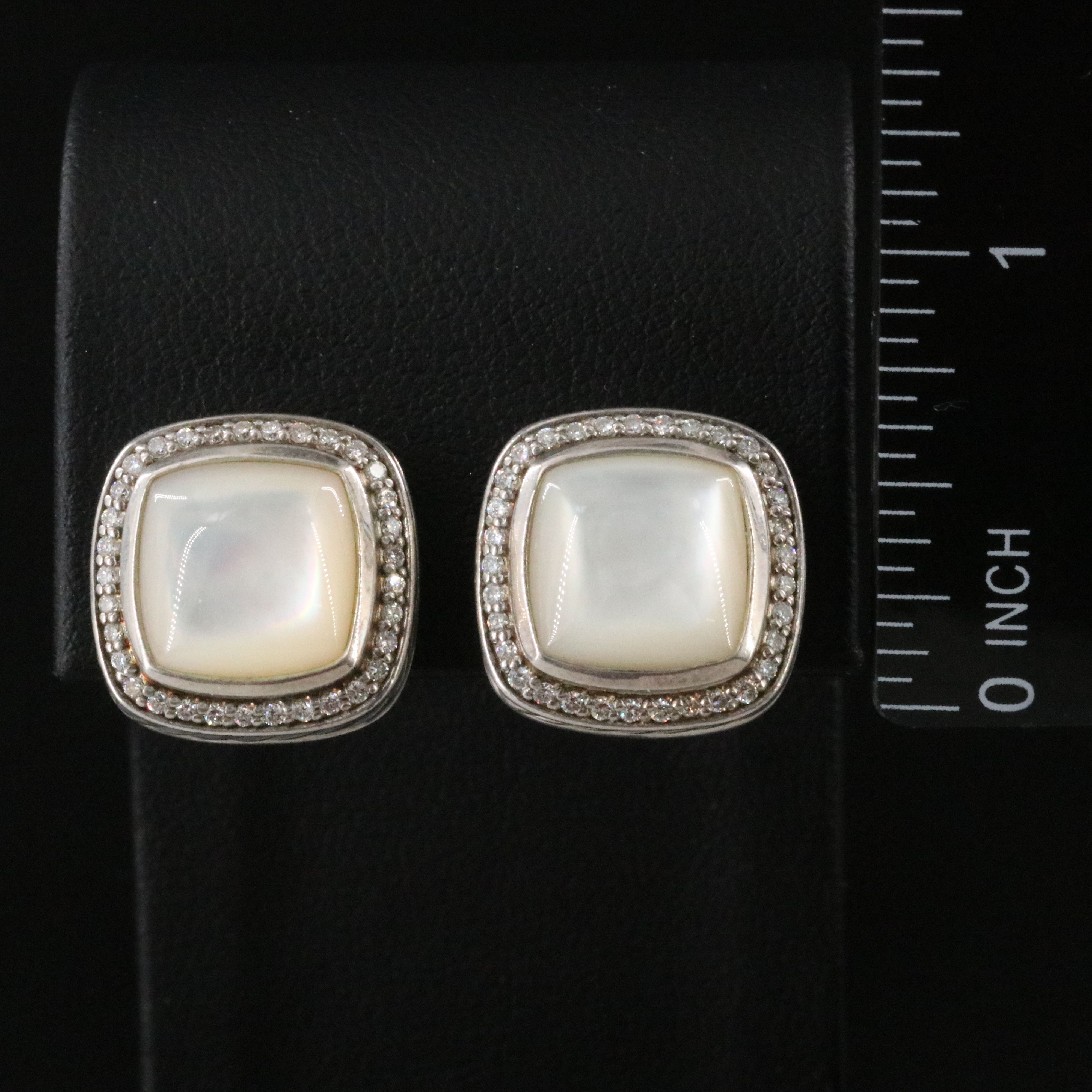 David Yurman Albion Sterling Mother of Pearl and 0.46 CTW Diamond Earrings