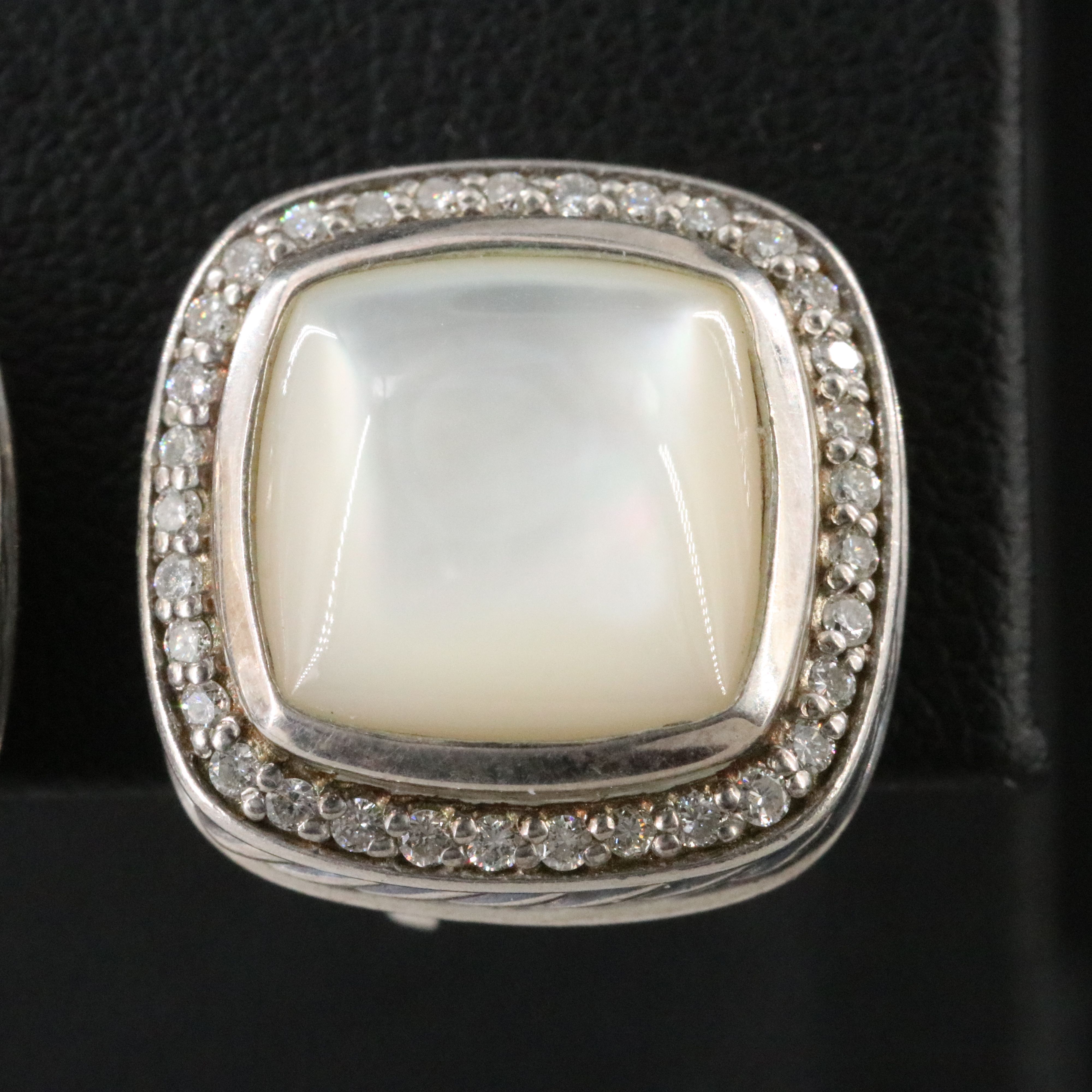 David Yurman Albion Sterling Mother of Pearl and 0.46 CTW Diamond Earrings