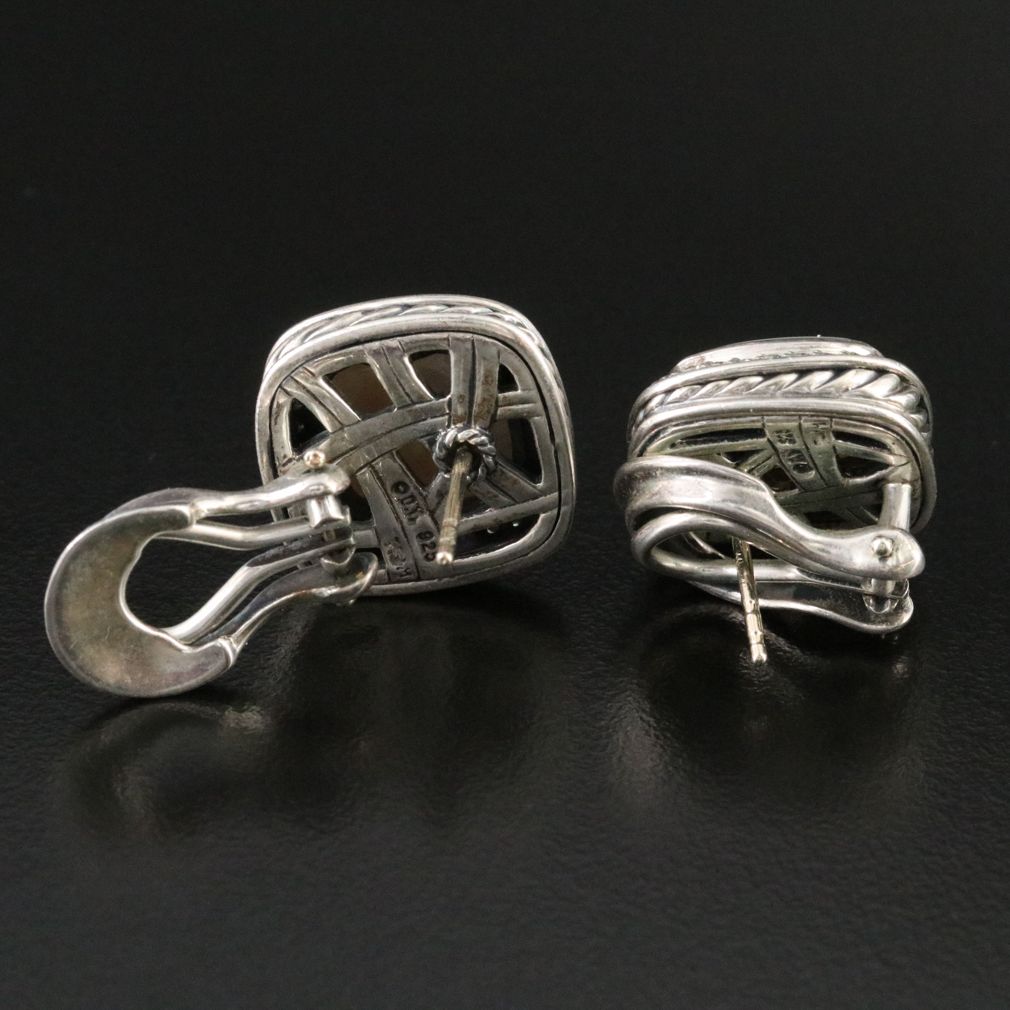 David Yurman Albion Sterling Mother of Pearl and 0.46 CTW Diamond Earrings