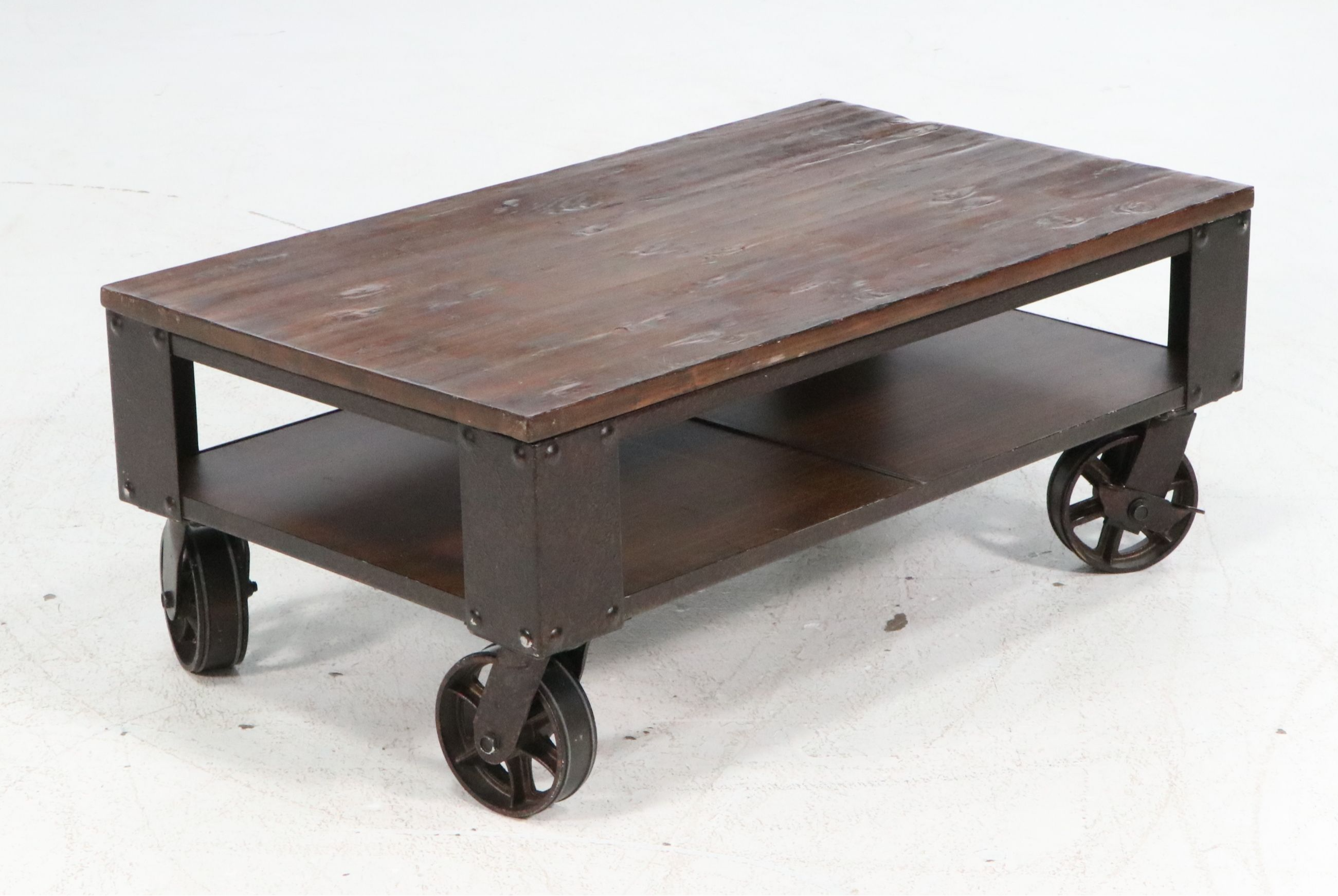Industrial Style Coffee Table on Casters