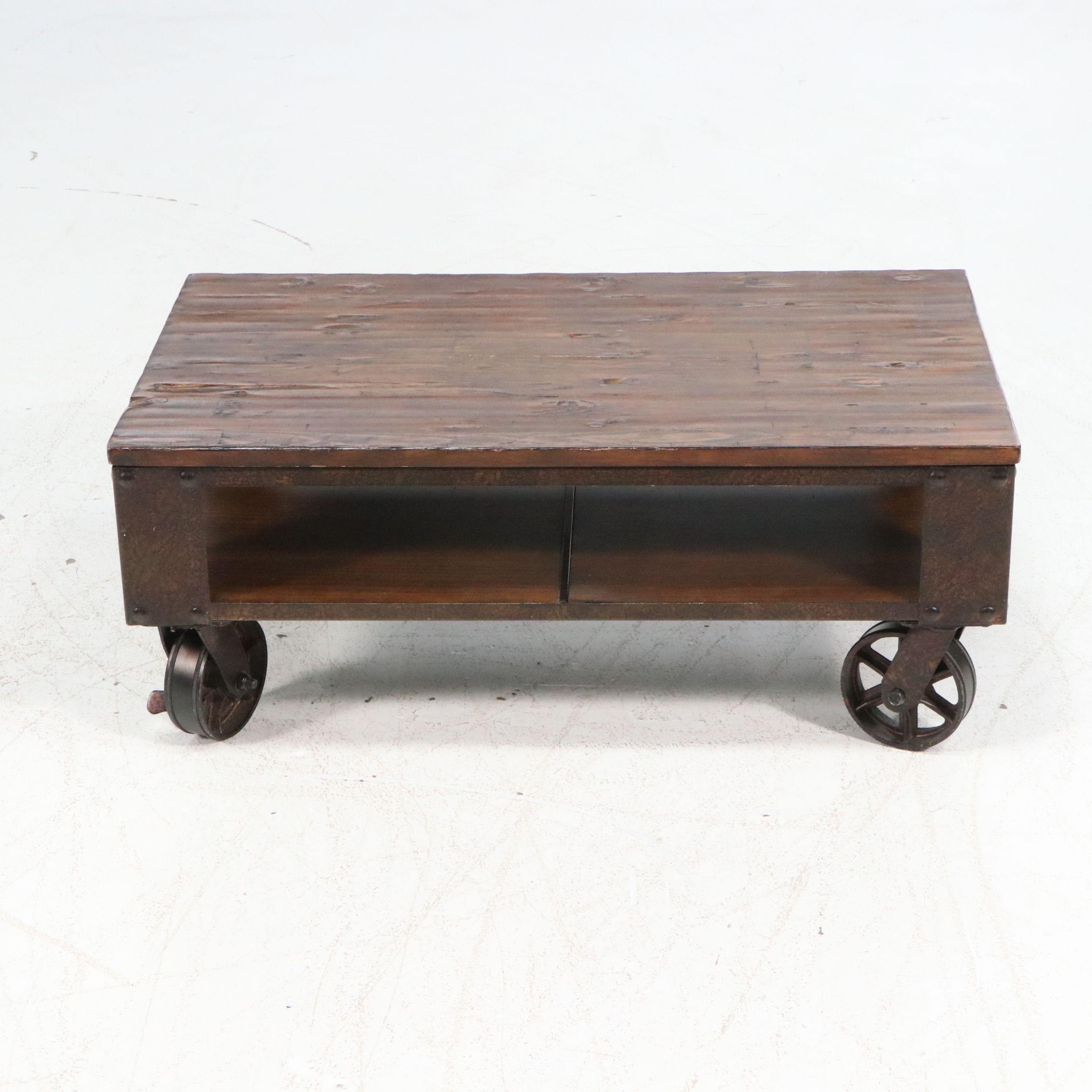 Industrial Style Coffee Table on Casters