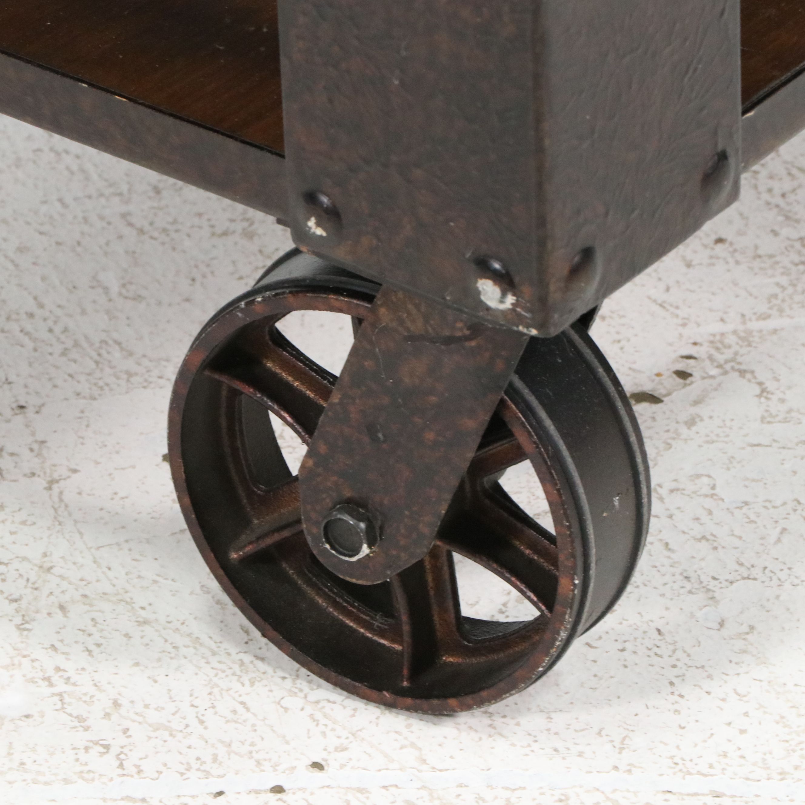 Industrial Style Coffee Table on Casters