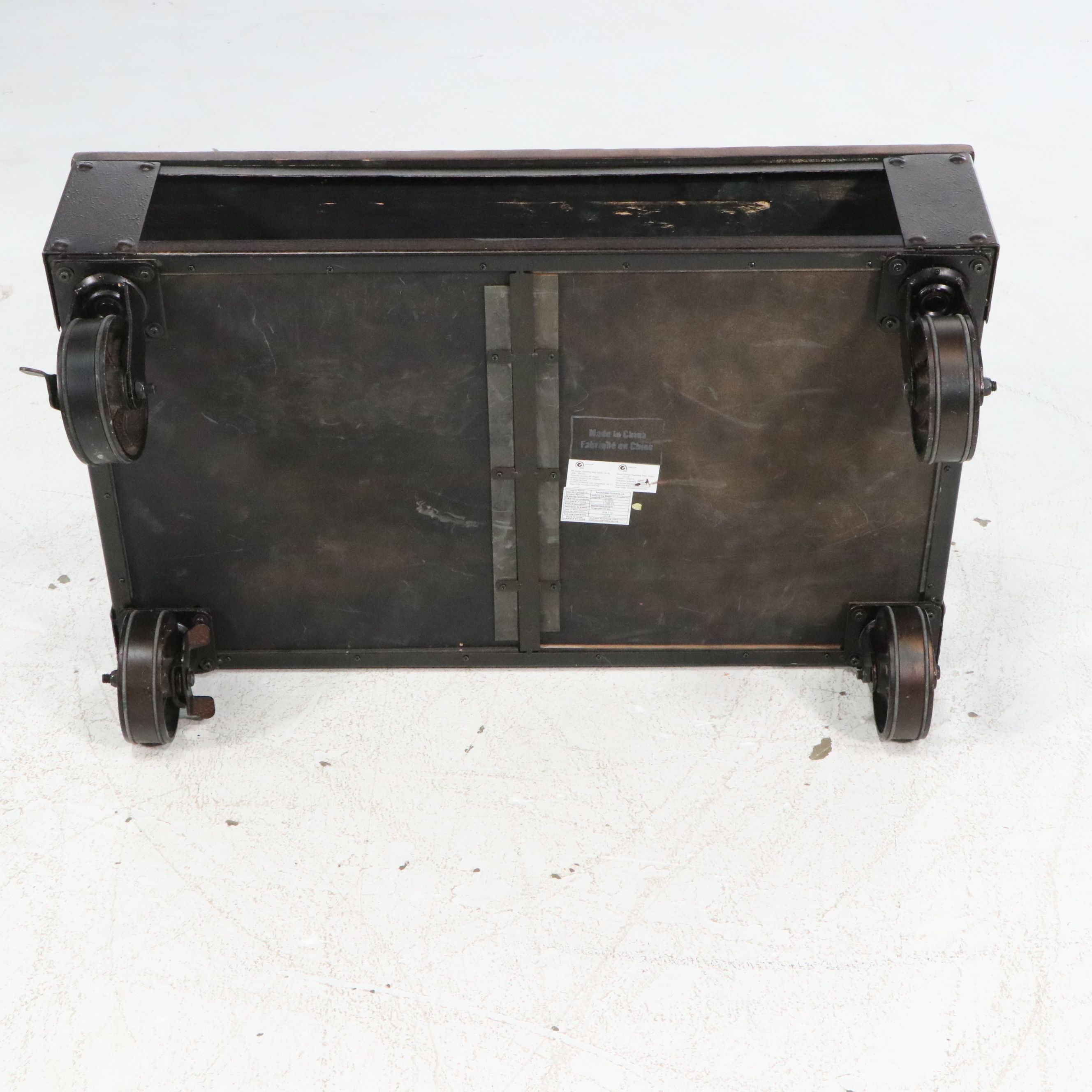 Industrial Style Coffee Table on Casters