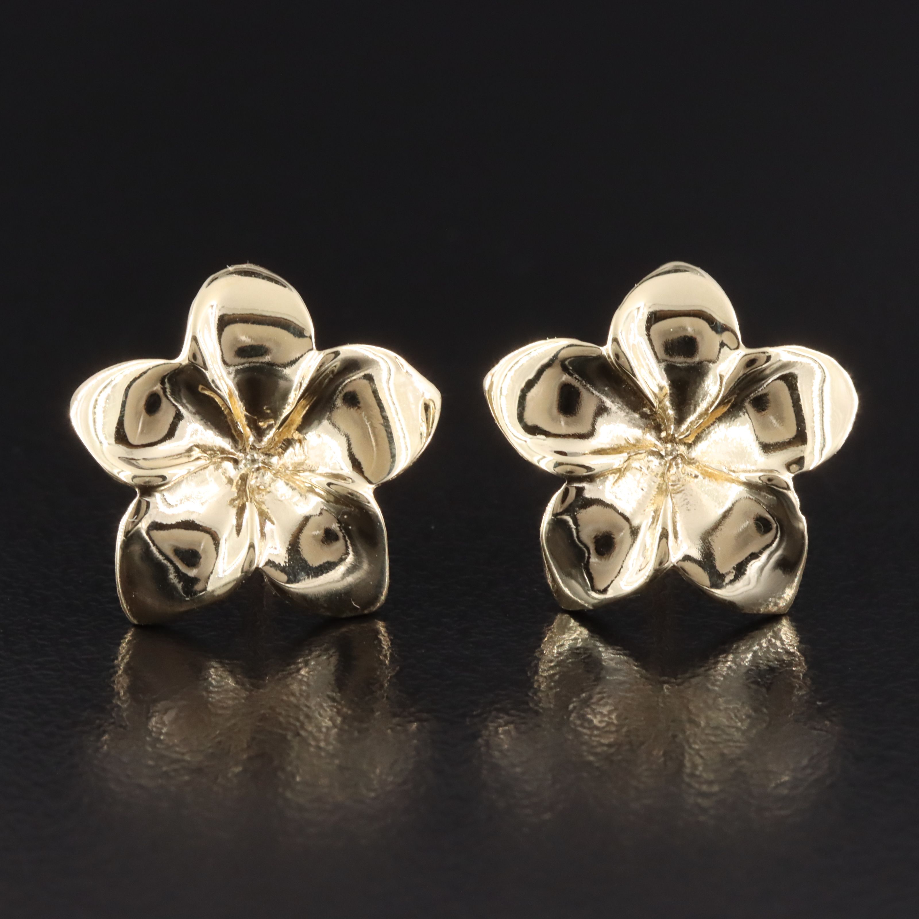 14K Plumeria Flower Earrings