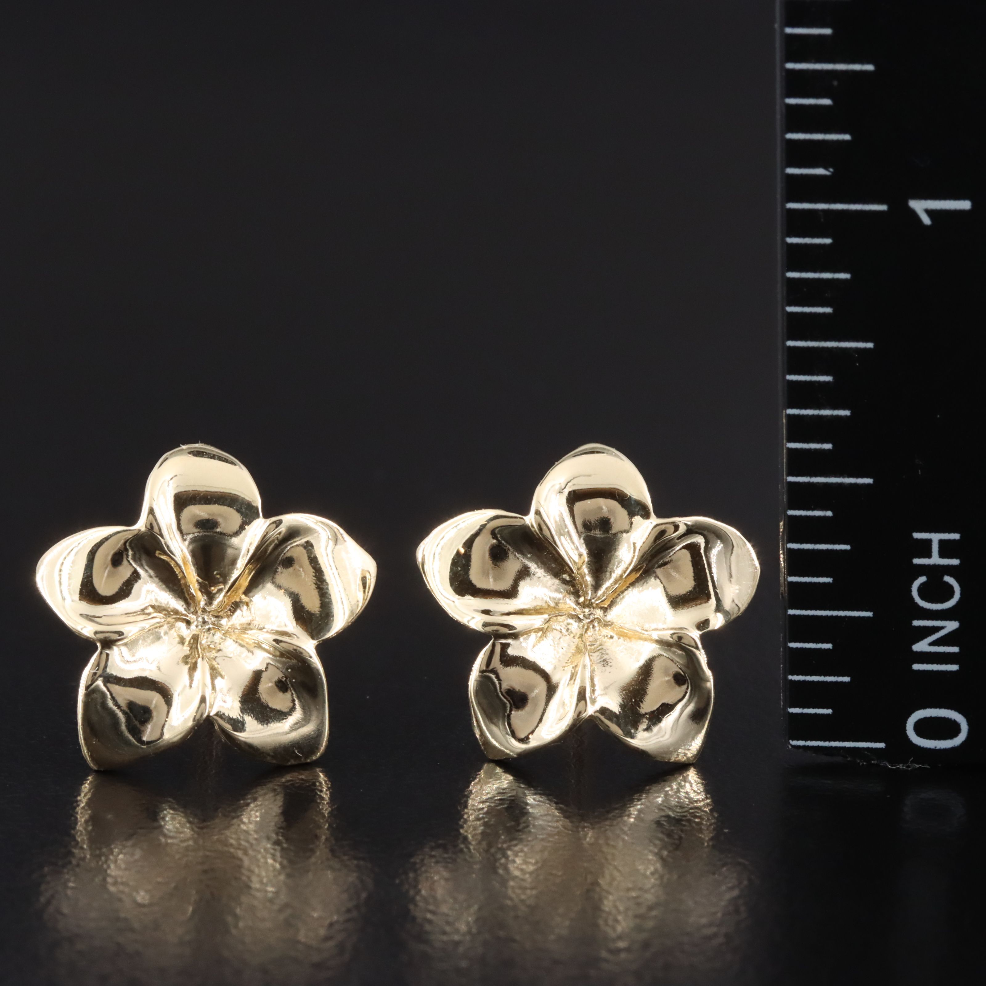 14K Plumeria Flower Earrings