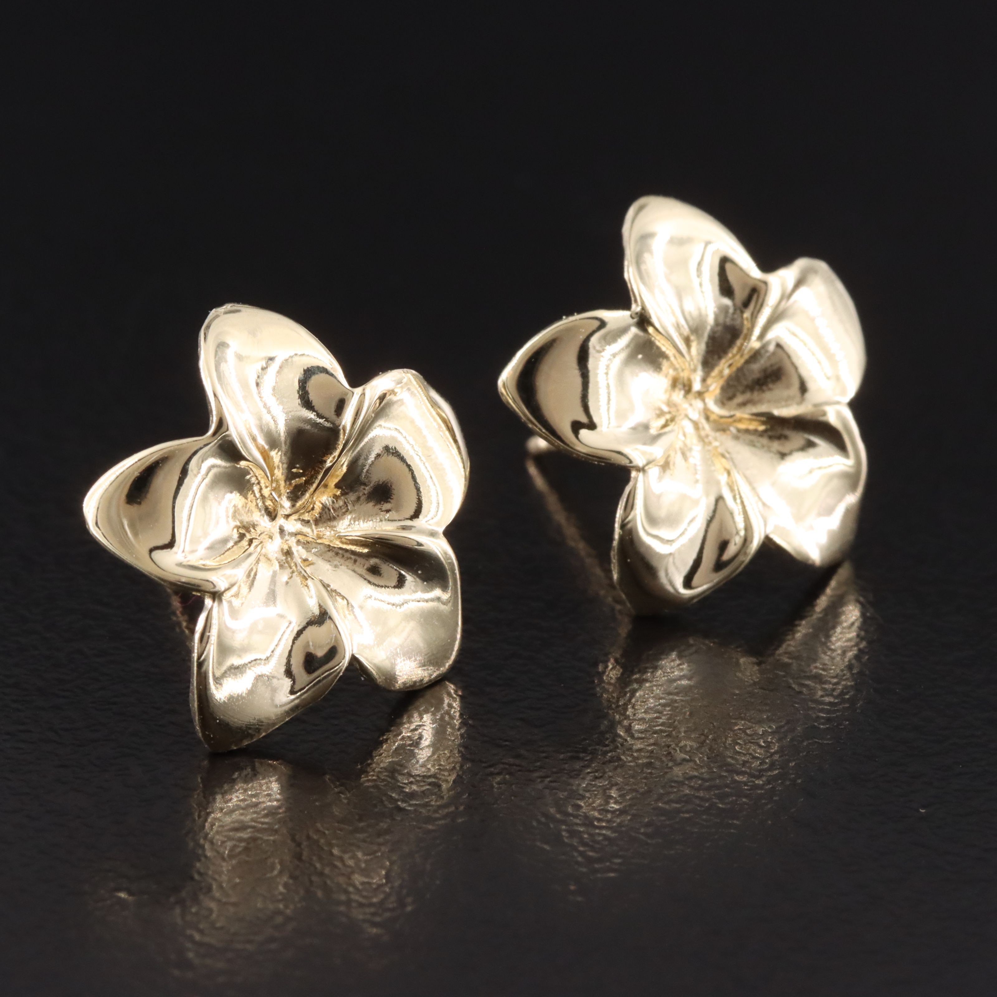 14K Plumeria Flower Earrings
