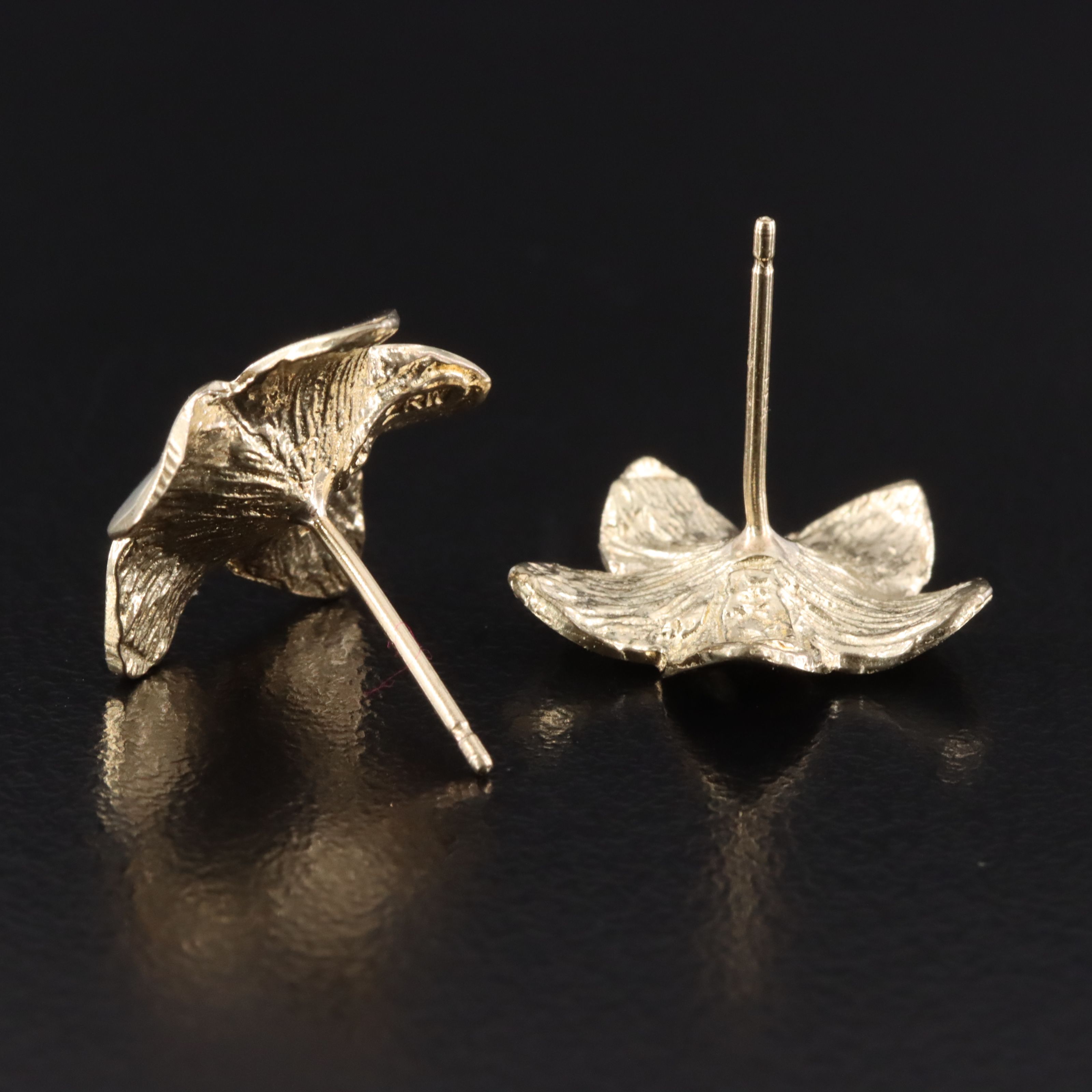 14K Plumeria Flower Earrings