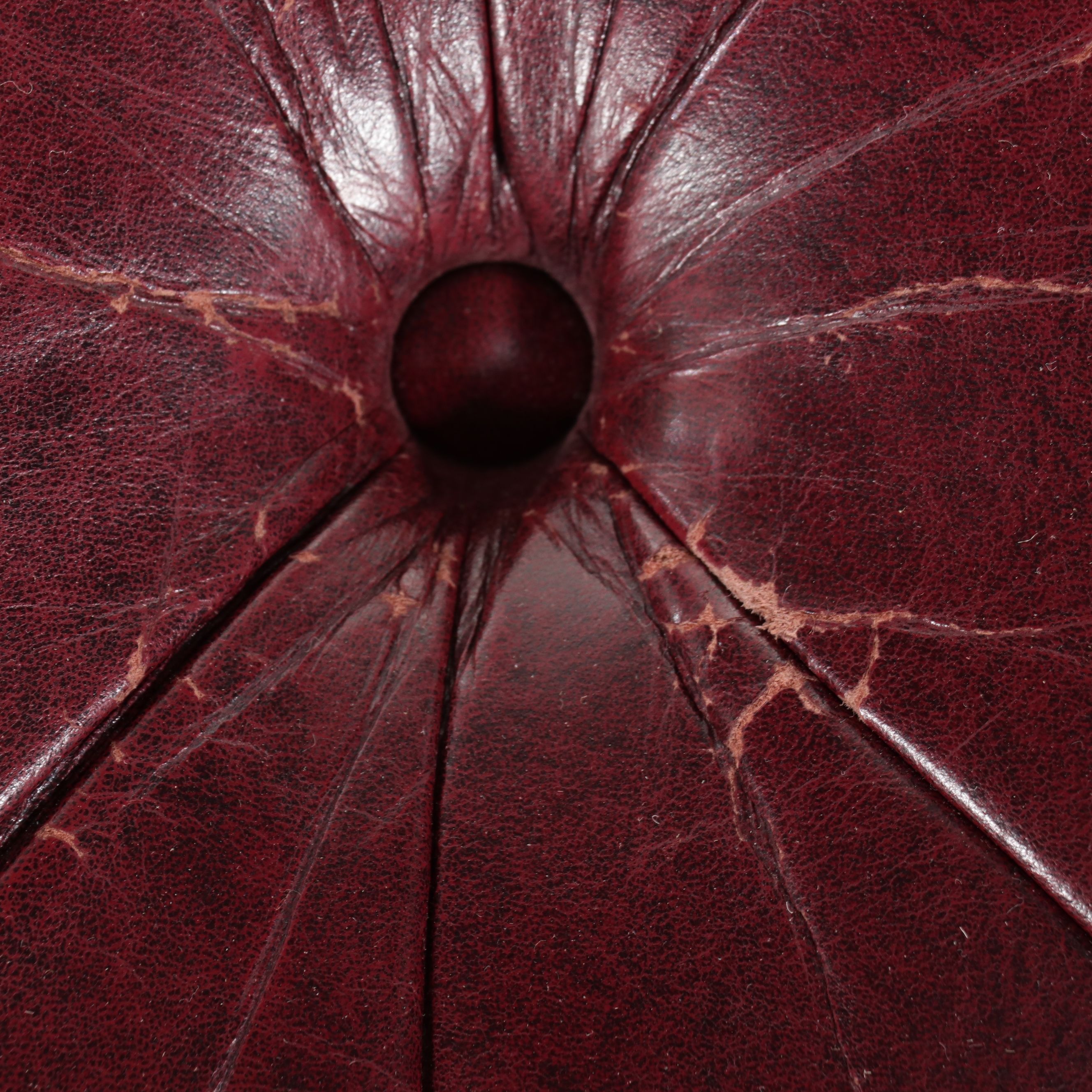 Vintage Tufted Oxblood Leather Chesterfield Sofa, 20th Century
