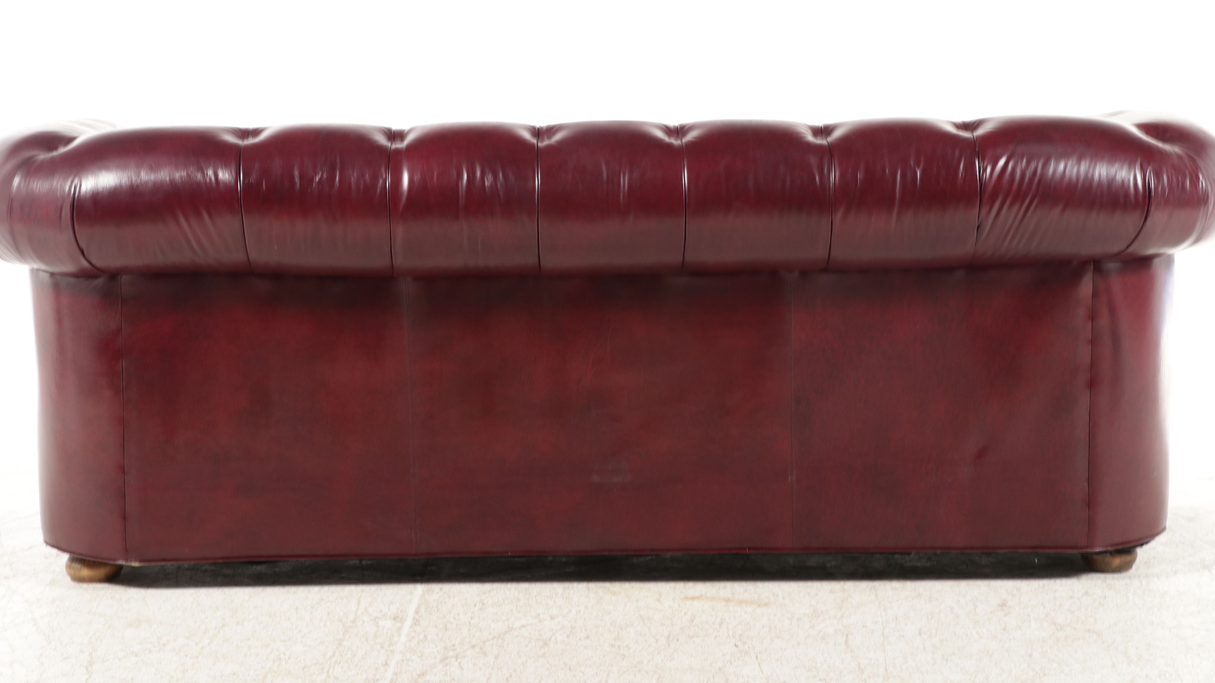 Vintage Tufted Oxblood Leather Chesterfield Sofa, 20th Century